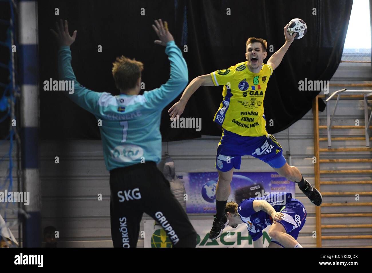 THALMAIER Roland in azione durante il gioco AHC Potaissa Turda vs. Alingsås HK, EHF European Cup Men 2021/22 Last 16, Gheorghe Baritiu Hall, Turda, Romania, 12 February 2022 (Photo by Flaviu Buboi/NurPhoto) Foto Stock