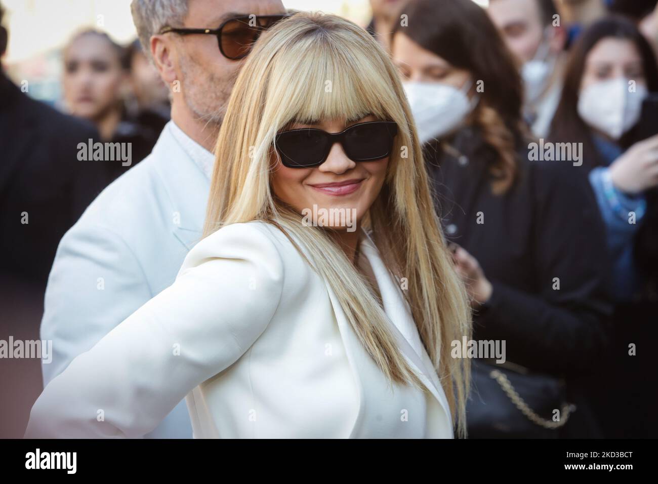 Rita ora arriva alla sfilata Fendi durante la settimana della Moda di Milano Autunno/Inverno 2022/2023 il 23 febbraio 2022 a Milano. (Foto di Mairo Cinquetti/NurPhoto) Foto Stock