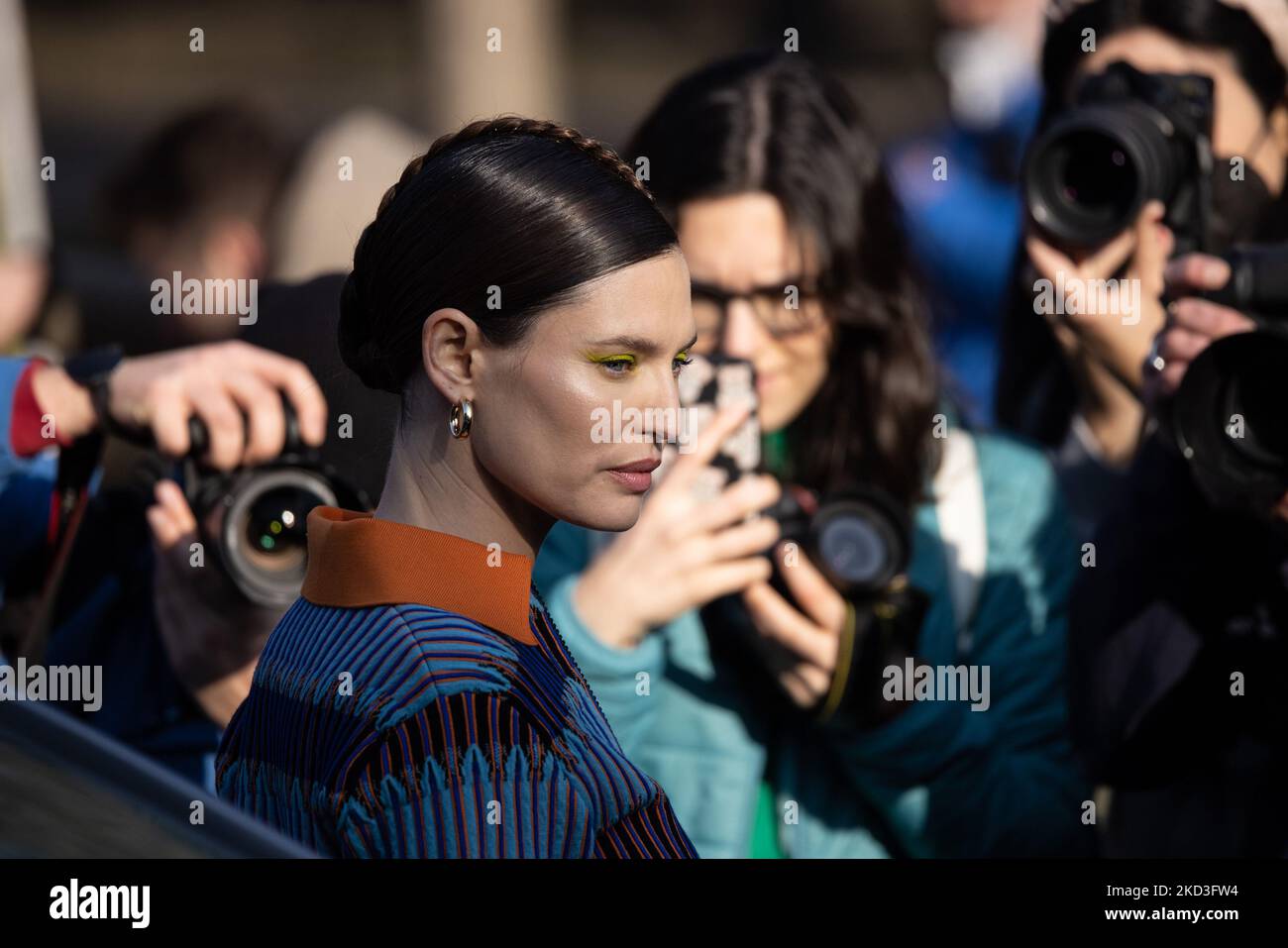 Bianca Balti è presente alla sfilata di moda di Tod durante la settimana della moda di Milano Autunno/Inverno 2022/2023 del 25th febbraio 2022 a Milano. (Foto di Cinzia Camela/LiveMedia/NurPhoto) Foto Stock