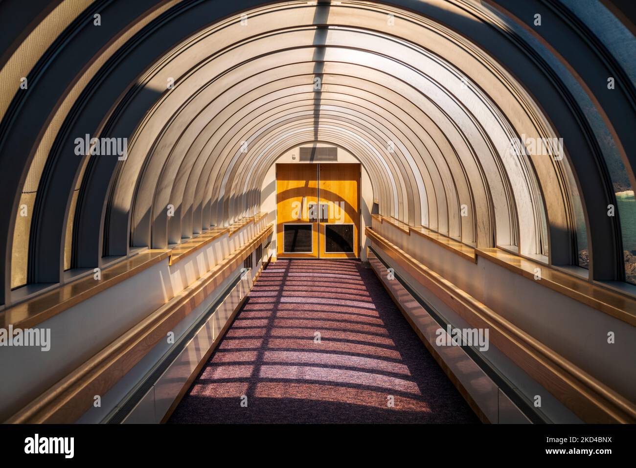 Interno; Centro visitatori Boggs; Lago di Portage; Foresta Nazionale di Chugach; Portage; Alaska; USA Foto Stock