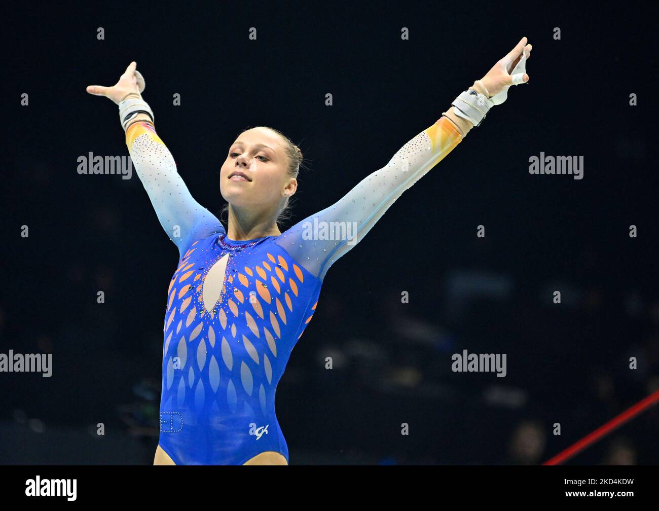 L'olandese sana Veerman ha illustrato durante la finale Women's Diseasonded Bar al World Artistic Gymnastics Championships di Liverpool, Regno Unito, sabato 05 novembre 2022. I Mondi si svolgono dal 29 ottobre al 6 novembre 2022 a Liverpool, Regno Unito. FOTO DI BELGA ERIC LALMAND Foto Stock