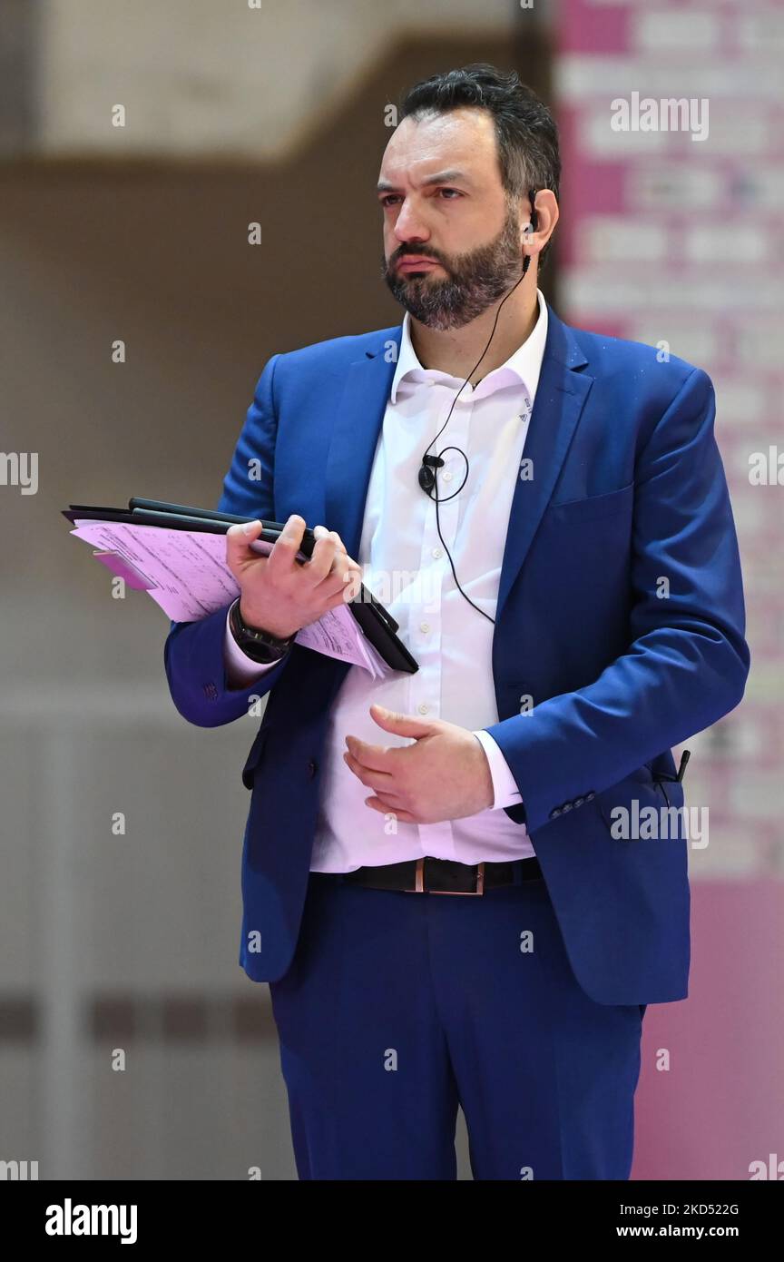 Stefano Lavarini (Coach of Igor Gorgonzola Novara) durante il Volley Serie Italiana A1 incontro femminile Megabox Vallefoglia vs Igor Gorgonzola Novara il 13 marzo 2022 alla pala Dionigi di Vallefoglia (PU), Italia (Foto di Roberto Bartomeoli/LiveMedia/NurPhoto) Foto Stock