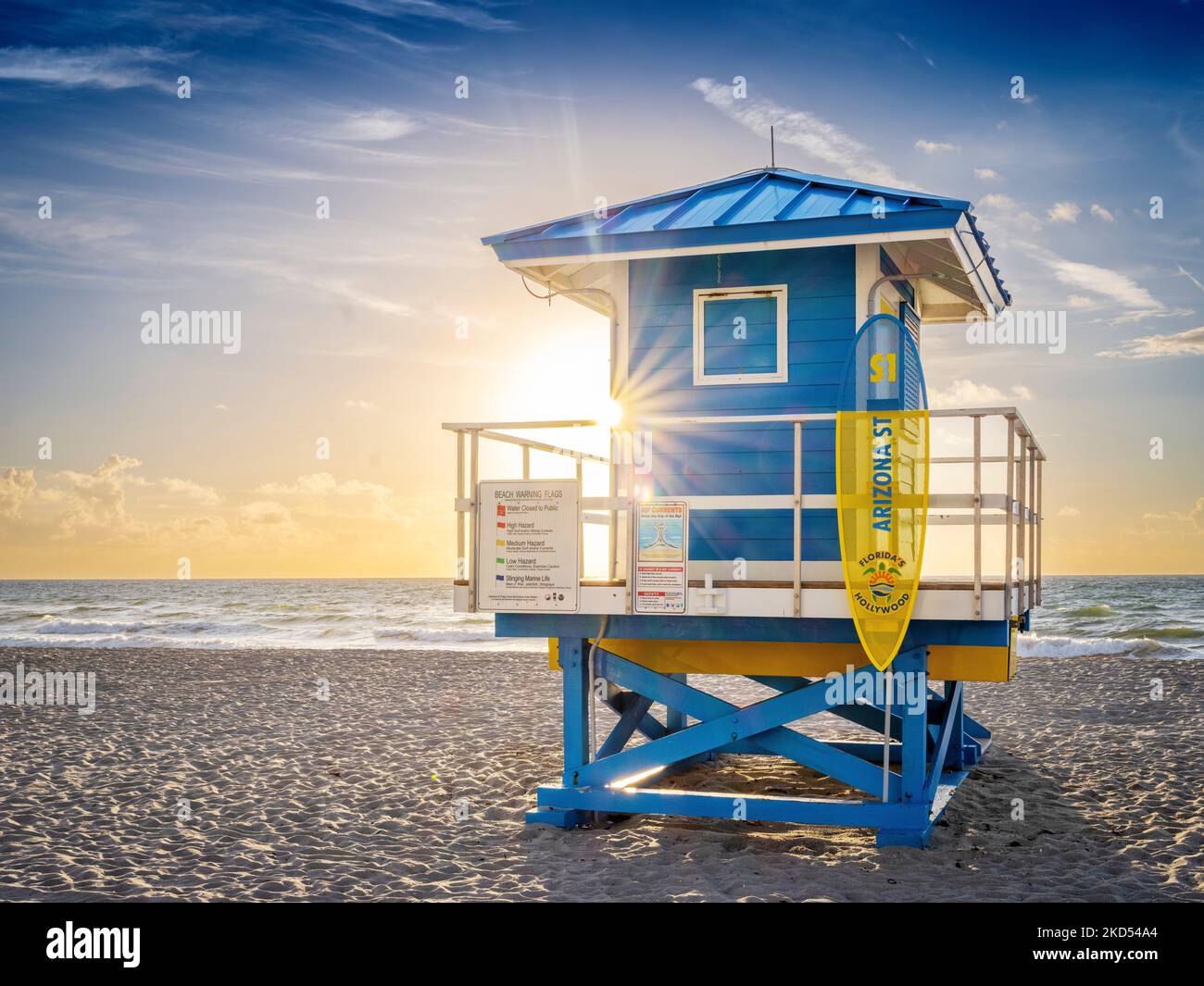 Lifeguardhouse Hollywood Beach, Sunrise Miami, South Florida, Stati Uniti Foto Stock