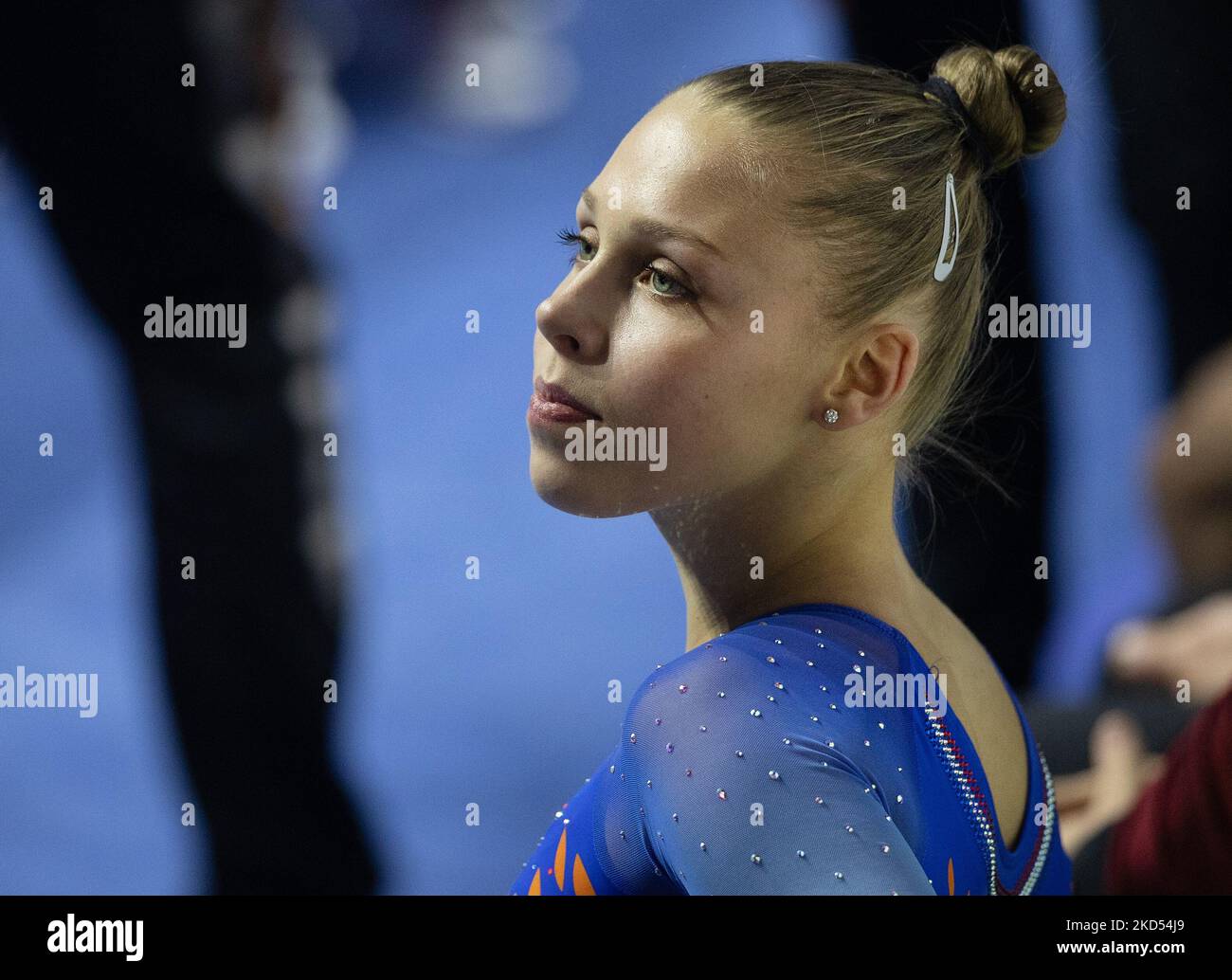 2022-11-05 16:22:05:19 LIVERPOOL - Sanna Veerman in azione durante la finale di apparecchiatura del ponte delle donne ai campionati di ginnastica del mondo a Liverpool. ANP IRIS VAN DEN BROEK olanda fuori - belgio fuori Foto Stock