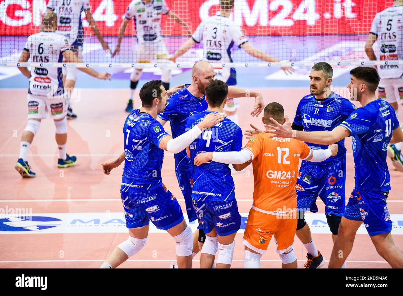 Exultation (Top Volley Cisterna) durante il Volley Campionato Italiano Serie A Men Superleague Championship Top Volley Cisterna vs ITAS Trentino il 20 marzo 2022 al Palasport di Latina (Photo by Bianca Simonetti/LiveMedia/NurPhoto) Foto Stock