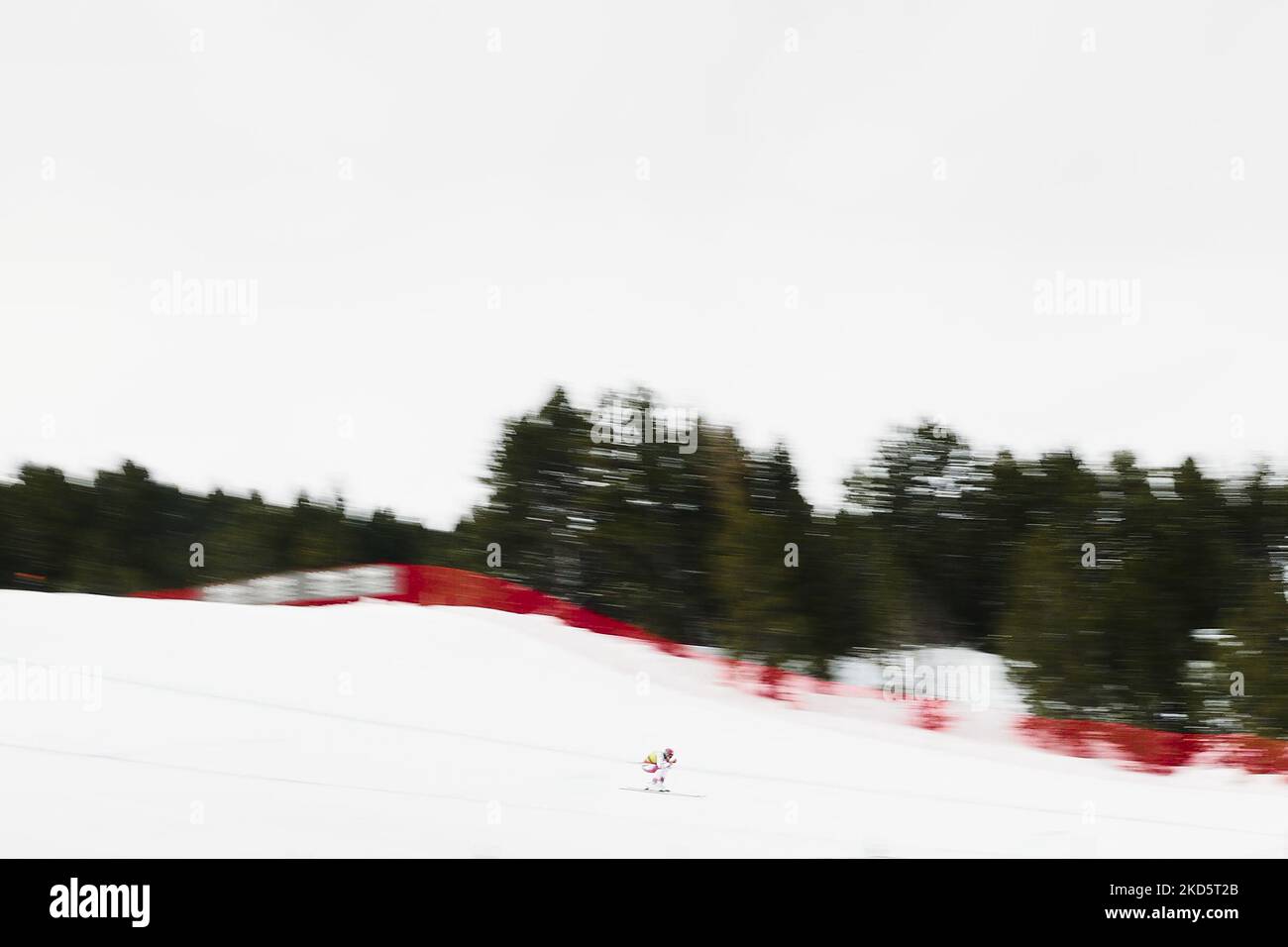 Lo sciatore alpino austriaco Manuel Traninger, che gareggia nelle finali europee della Coppa FIS Downhill, il 21 marzo 2022 a Soldeu, Andorra. (Foto di Joan Cros/NurPhoto) Foto Stock