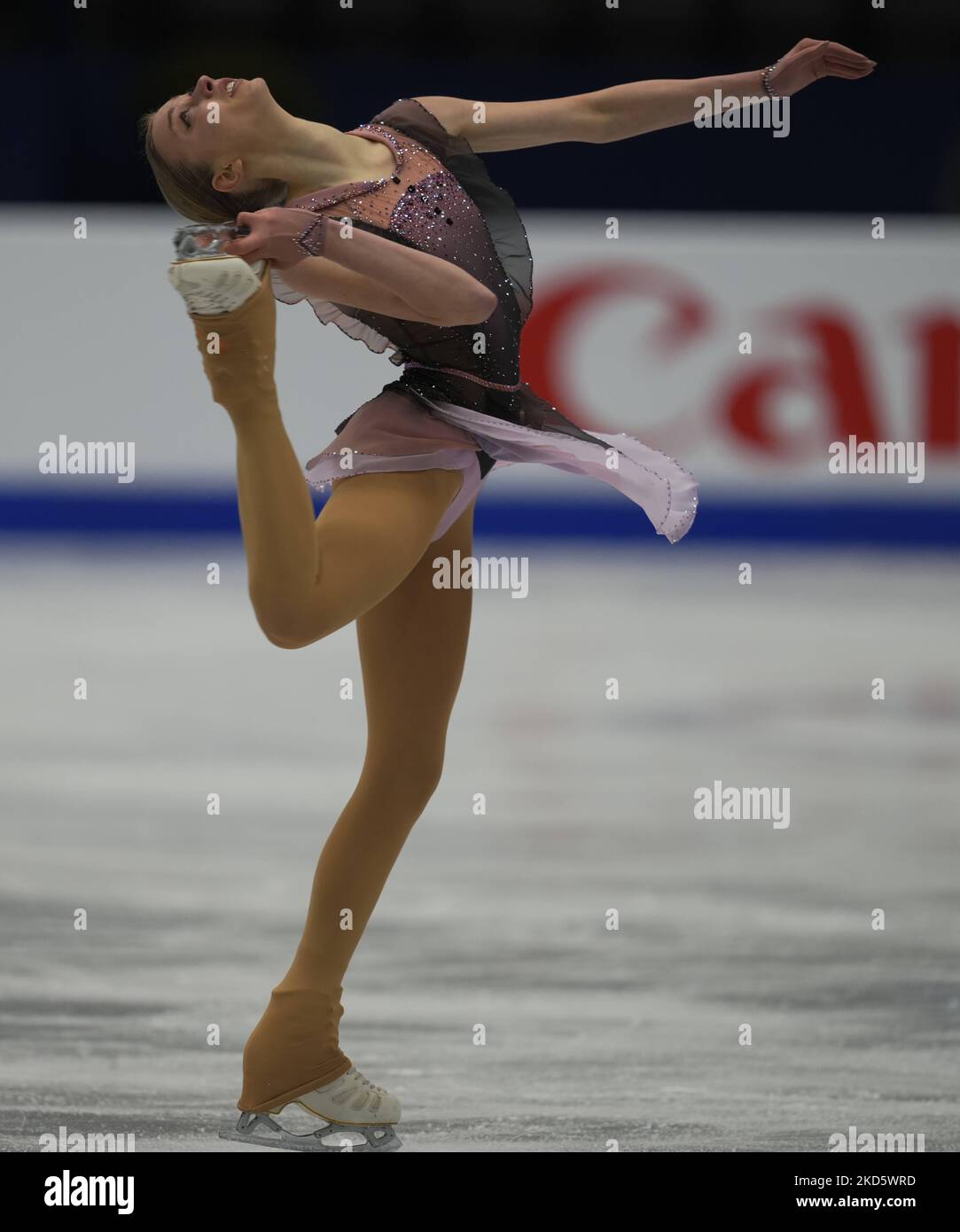 Alexandra Feigin, Bulgaria, durante il programma Short per le donne, presso la Sud de France Arena, Montpellier, Francia, il 23 marzo 2022. (Foto di Ulrik Pedersen/NurPhoto) Foto Stock