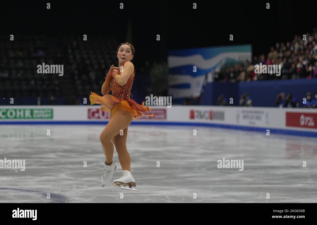 Wakaba Higuchi dal Giappone durante la finale di Womens, al Sud de France Arena, Montpellier, Francia il 25 marzo 2022. (Foto di Ulrik Pedersen/NurPhoto) Foto Stock