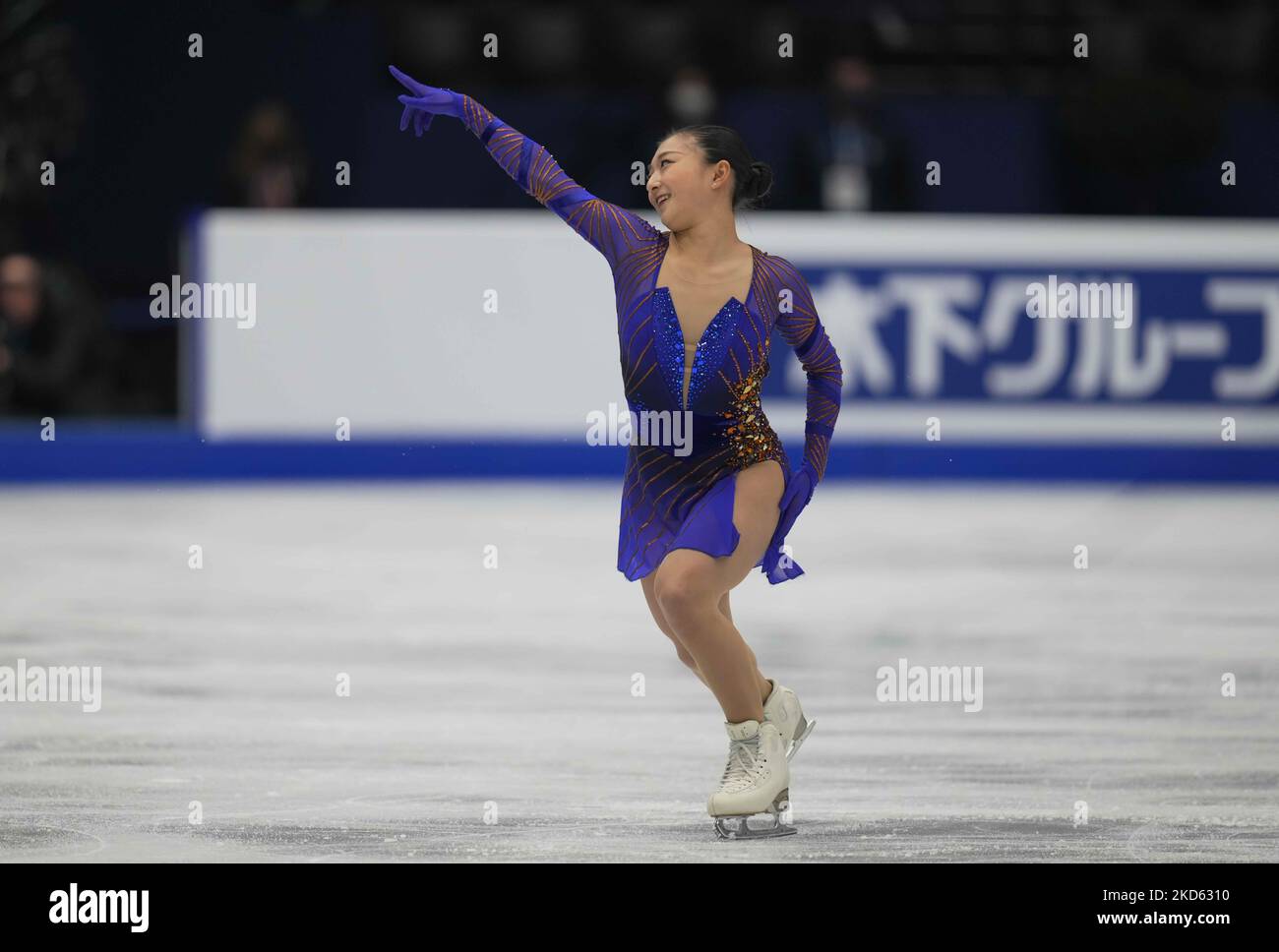 Kaori Sakamoto dal Giappone durante la finale di Womens, al Sud de France Arena, Montpellier, Francia il 25 marzo 2022. (Foto di Ulrik Pedersen/NurPhoto) Foto Stock