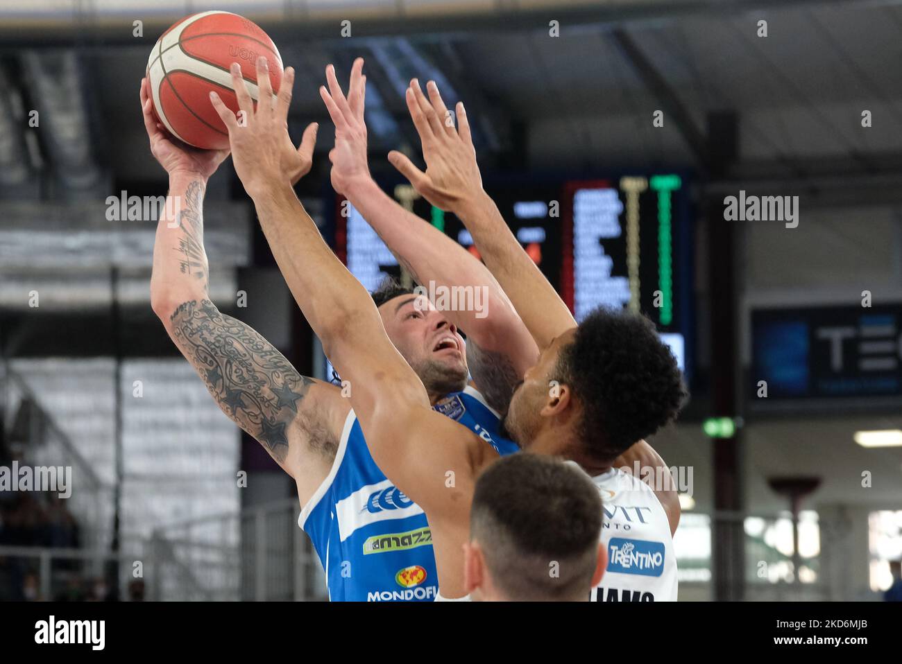 Christian Burns - Germani Basket Brescia durante il Campionato Italiano di Serie Germania Brescia vs Dolomiti energia Trentino il 03 aprile 2022 alla Palaleonessa A2A di Brescia (Photo by Roberto Tommasini/LiveMedia/NurPhoto) Foto Stock