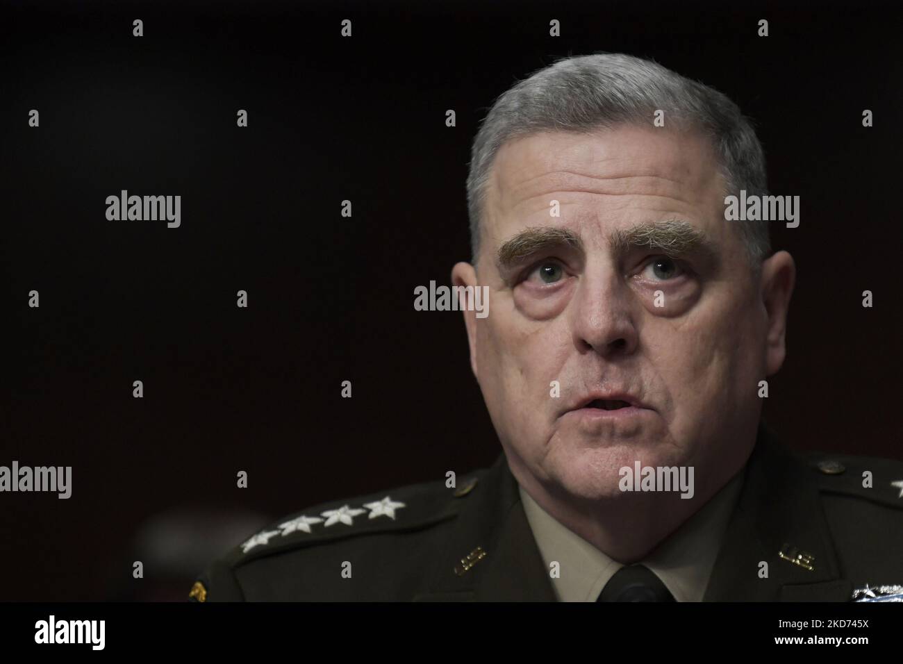 Il Presidente DEL Joint Chief of staff degli STATI UNITI, Gn Mark A. Milley testimonia prima della Commissione Armed Services sulla richiesta di budget per l'autorizzazione alla difesa per l'anno fiscale 2023 durante un'audizione, oggi il 07 aprile 2022 al Dirksen Senate/Capitol Hill a Washington DC, USA. (Foto di Lenin Nolly/NurPhoto) Foto Stock