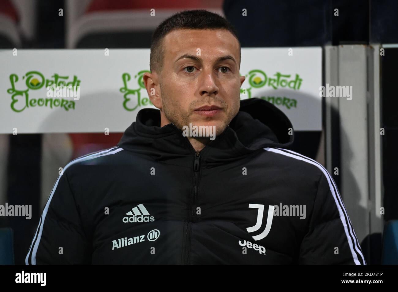 Ritratto di Bernardeschi (Juventus) durante la serie A Match Cagliari Calcio vs Juventus FC il 09 aprile 2022 all'Arena Sardegna di Cagliari (Photo by Gianluca Ricci/LiveMedia/NurPhoto) Foto Stock