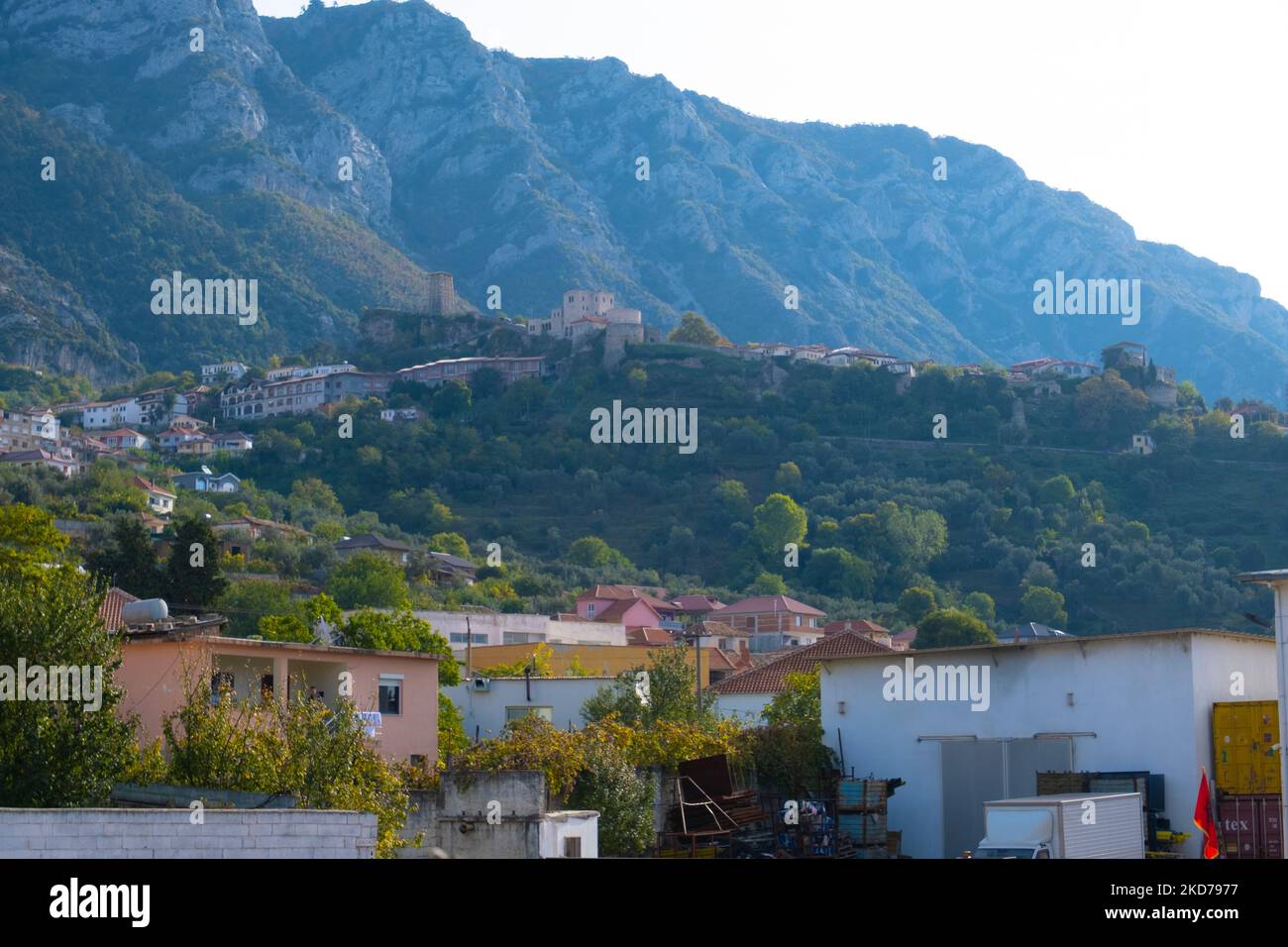 castello della città di Kruja, antica capitale dell'Albania Foto Stock