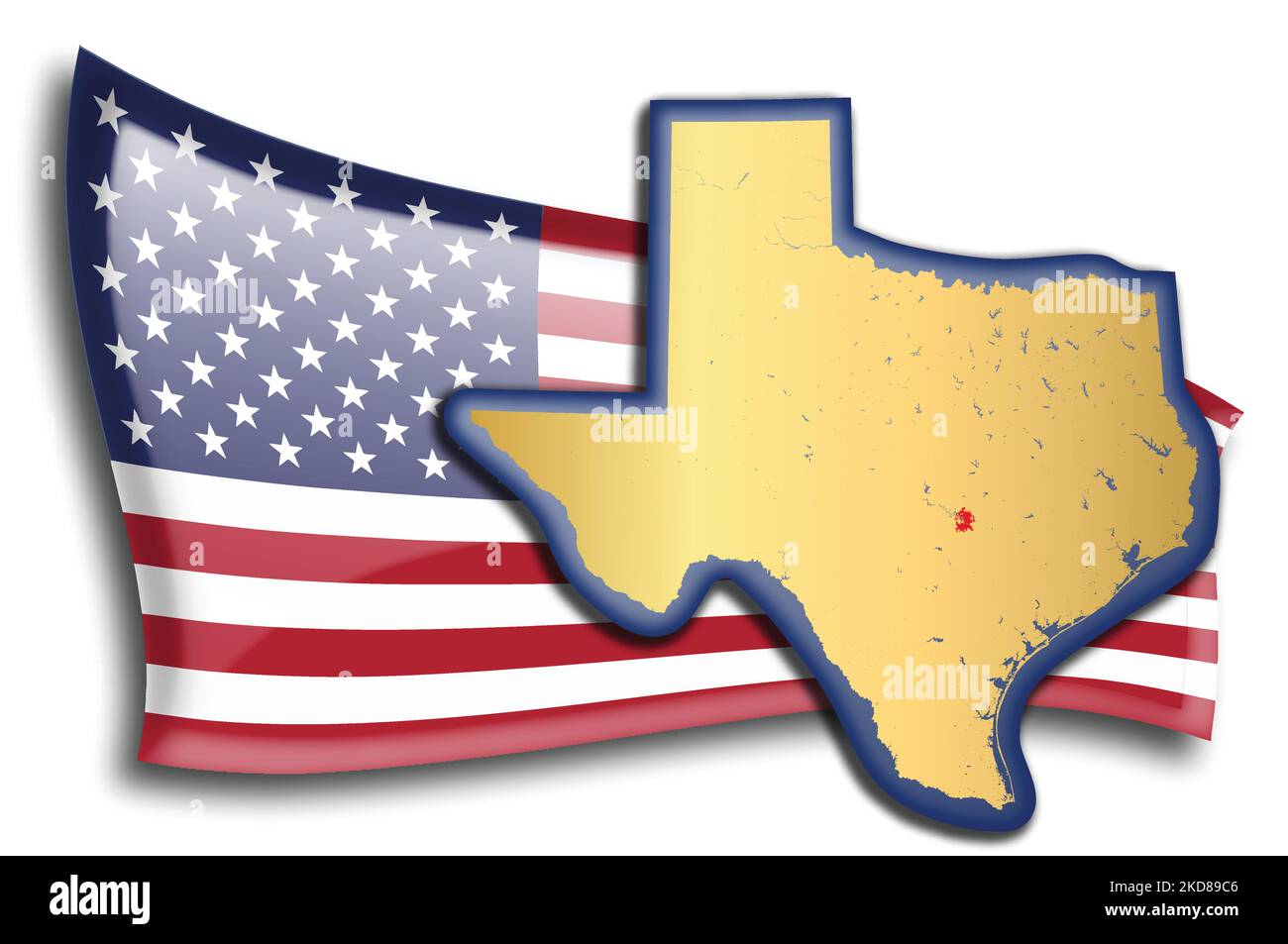 stati Uniti - mappa del Texas contro una bandiera americana. Fiumi e laghi sono mostrati sulla mappa. American Flag e la mappa dello stato possono essere utilizzate separatamente e eas Illustrazione Vettoriale