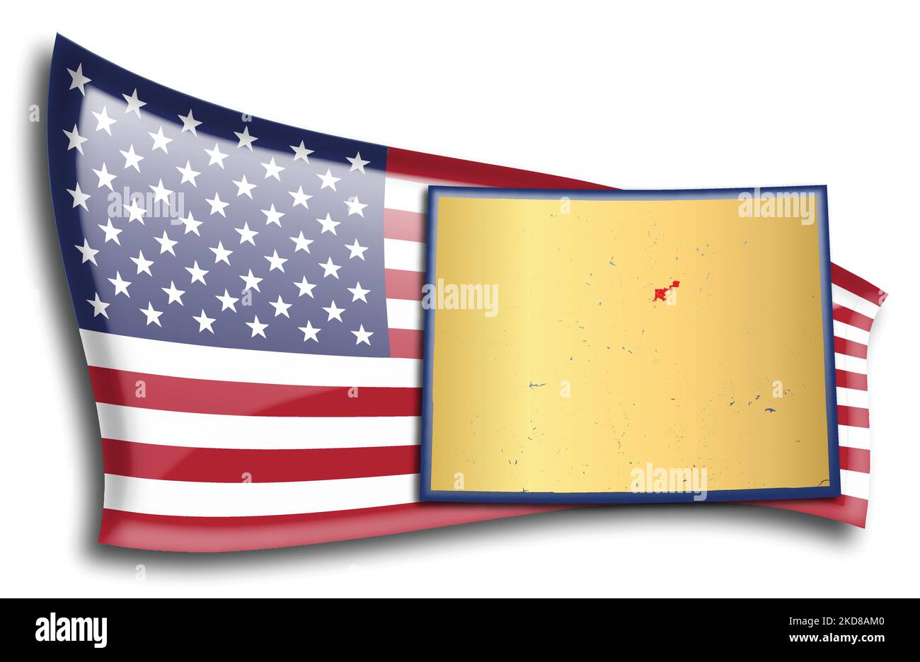 stati Uniti - mappa del Colorado contro una bandiera americana. Fiumi e