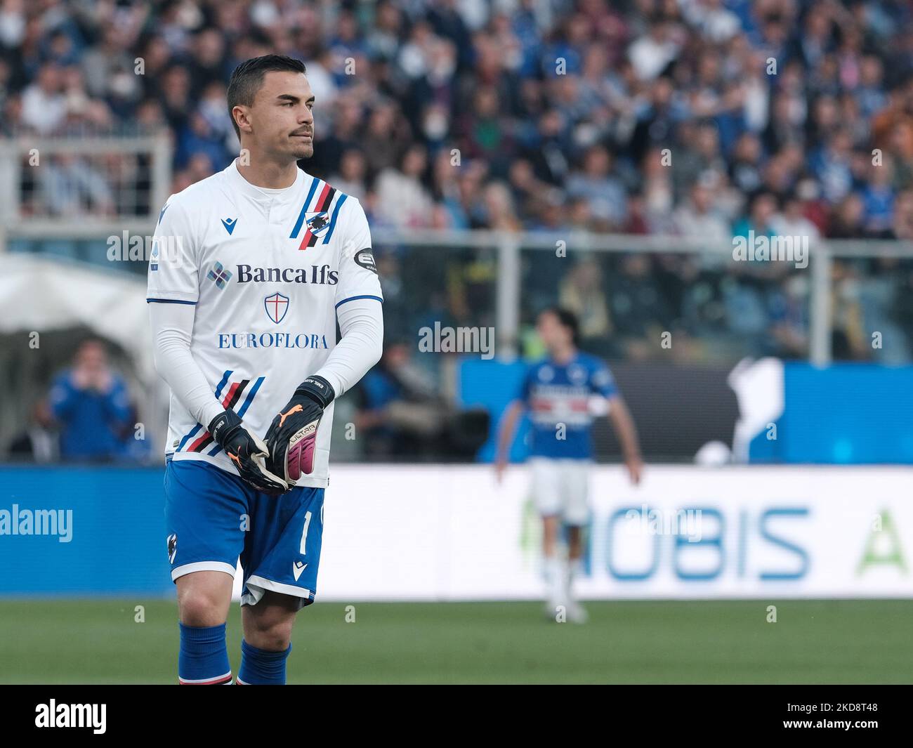 Emil Audero durante la Serie Un incontro tra Sampdoria e Genova, a Genova, il 30 aprile 2022 (Foto di Loris Roselli/NurPhoto) Foto Stock