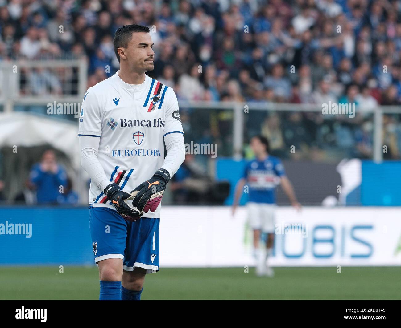 Emil Audero durante la Serie Un incontro tra Sampdoria e Genova, a Genova, il 30 aprile 2022 (Foto di Loris Roselli/NurPhoto) Foto Stock