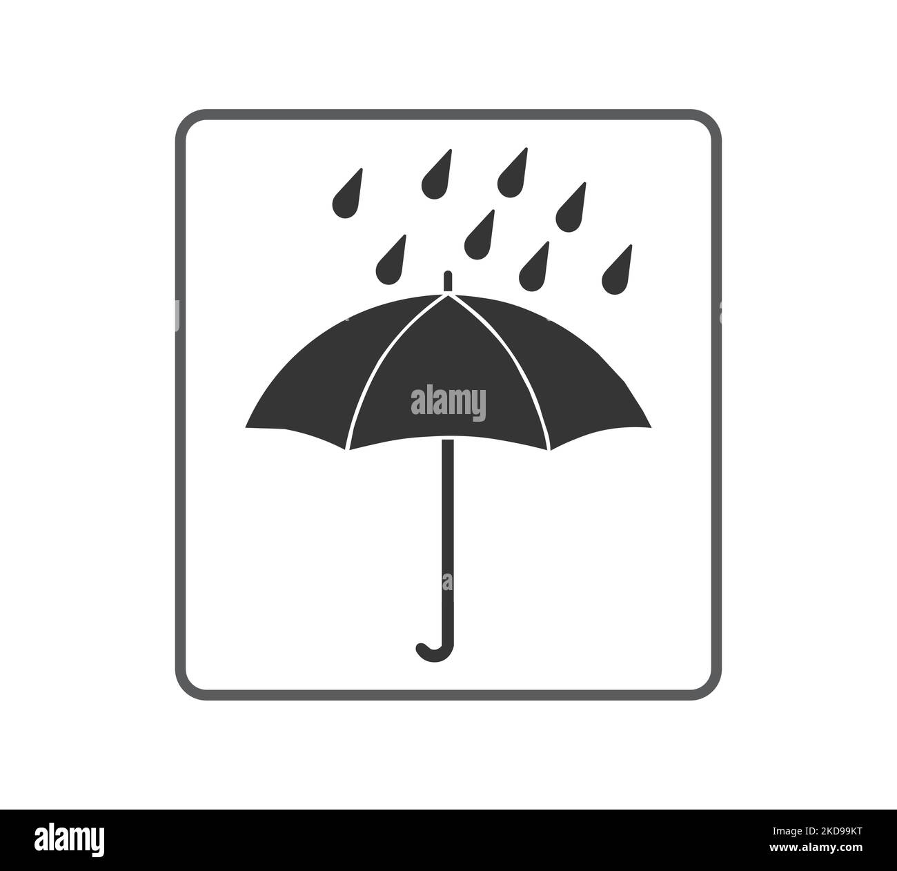 Segno monocromatico Keep Dry. Concetto di imballaggio. Illustrazione Vettoriale