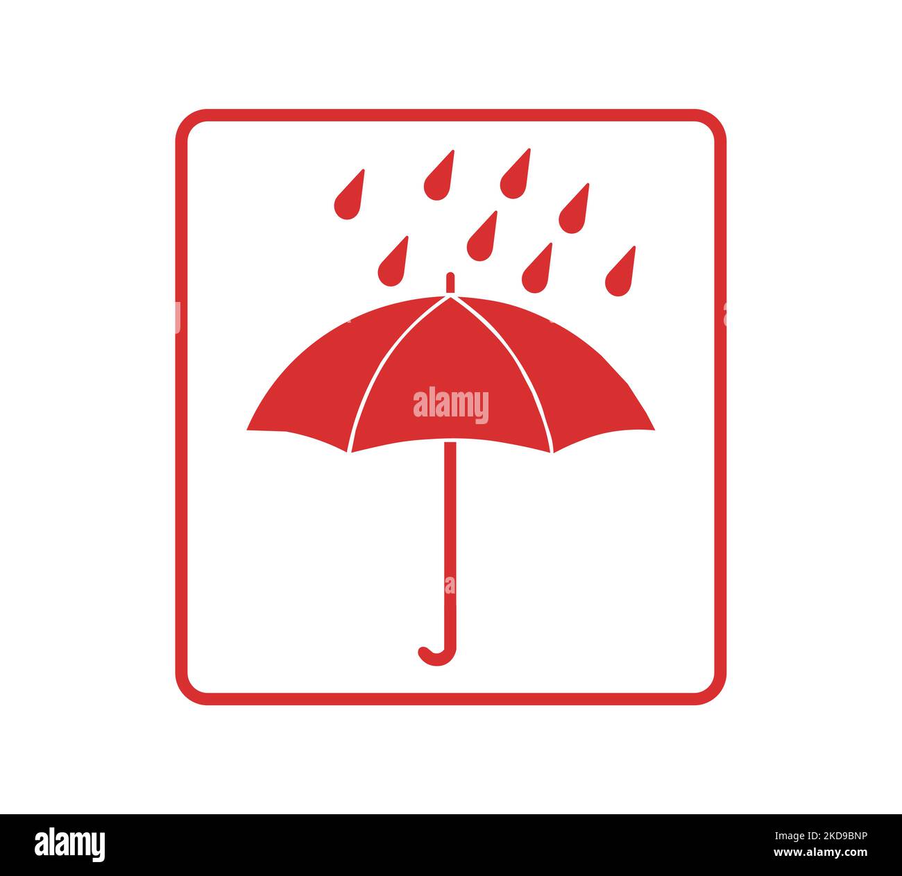 Cartello rosso Keep Dry. Concetto di imballaggio. Illustrazione Vettoriale