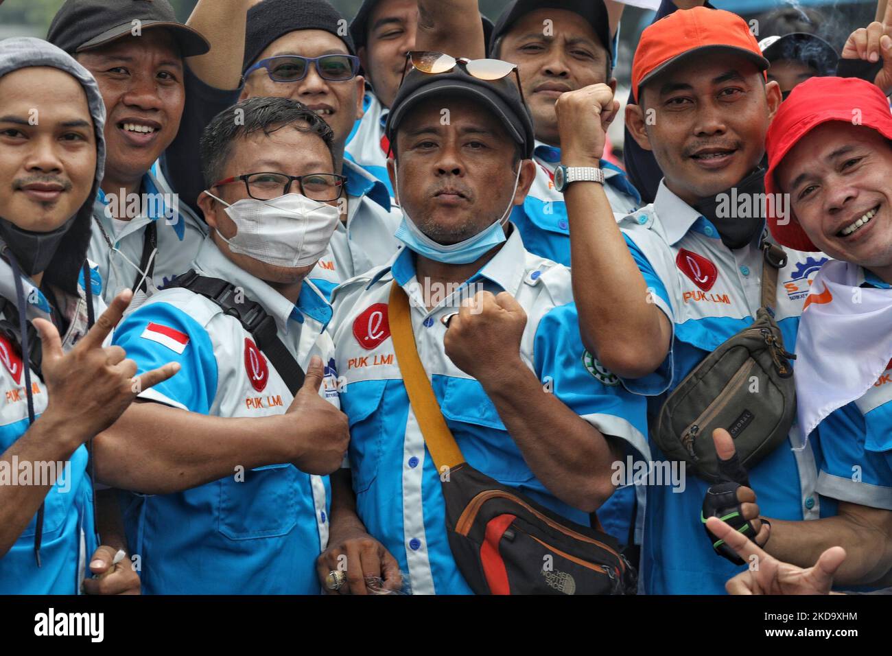 Il lavoro tenuto il giorno di maggio davanti alla casa dei rappresentanti, l'evento che avrebbe dovuto tenere il 1st maggio è stato rinviato a causa di eid fitri in Indonesia. La manifestazione inoltre l'annuncio del partito laburista che parteciperà alle elezioni del 2024, a Giacarta, il 14 maggio 2022. (Foto di Donal Husni/NurPhoto) Foto Stock
