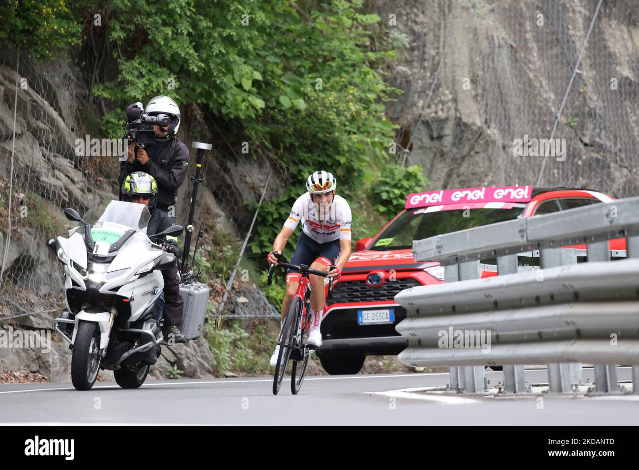 Giulio Ciccone (Trek Segafredo) vince la 15th tappa del giro d'Italia durante il giro d'Italia Stage 15 - Rivarolo Canavese - Cogne il 22 maggio 2022 alla Cogne di Cogne (Foto di Claudio Benedetto/LiveMedia/NurPhoto) Foto Stock