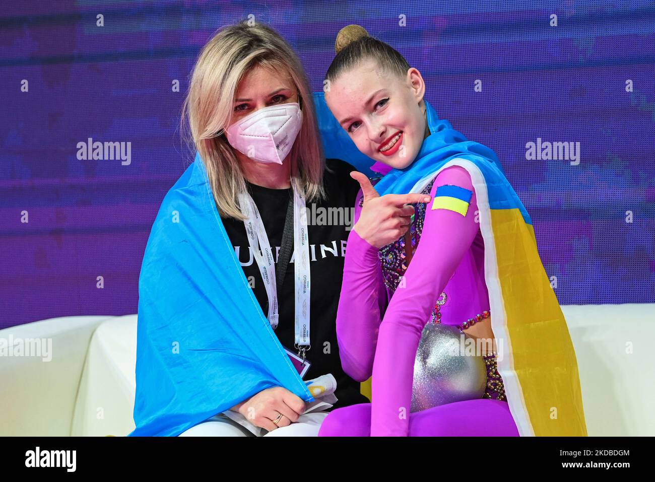 Tour Melaniia (UKR) durante la Ginnastica Rhythmic Gymnastics FIG World Cup 2022 il 03 giugno 2022 all'Arena Vitrifrigo di Pesaro (Photo by Gianluca Ricci/LiveMedia/NurPhoto) Foto Stock