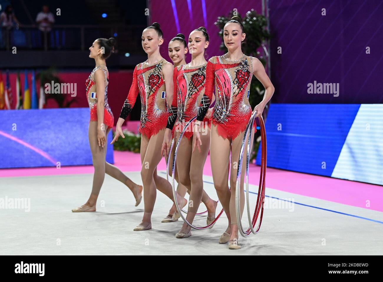 Francia (fra) 5 team di gruppo durante la Ginnastica Rhythmic Gymnastics FIG World Cup 2022 il 03 giugno 2022 all'Arena Vitrifrigo di Pesaro (Photo by Gianluca Ricci/LiveMedia/NurPhoto) Foto Stock