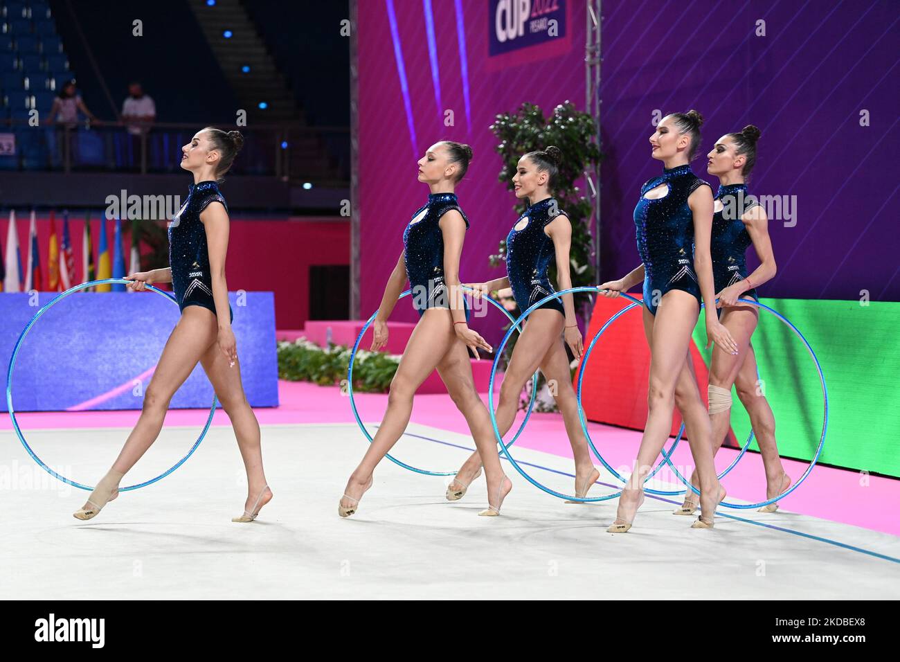 Bulgaria (BUL) 5 gruppo di lavoro durante la Ginnastica Rhythmic Gymnastics FIG World Cup 2022 il 03 giugno 2022 all'Arena Vitrifrigo di Pesaro (Photo by Gianluca Ricci/LiveMedia/NurPhoto) Foto Stock