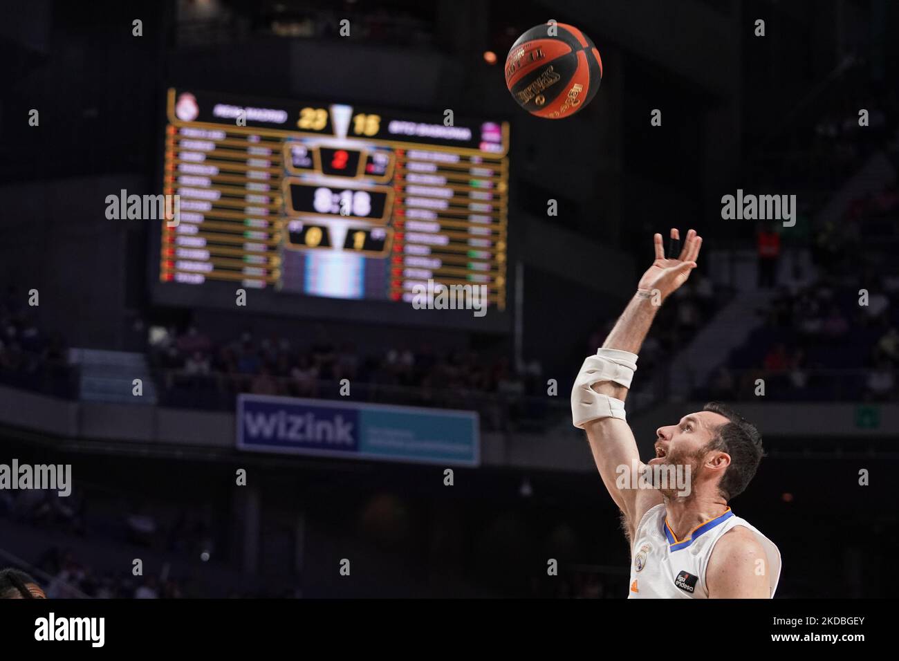 Rudy Fernandez del Real Madrid in azione durante la seconda partita di basket di Liga ACB Endesa semifinale tra Real Madrid e Bitci Baskonia Vitoria Gasteiz al Wizink Center il 04 giugno 2022 a Madrid, Spagna. (Foto di Oscar Gonzalez/NurPhoto) Foto Stock