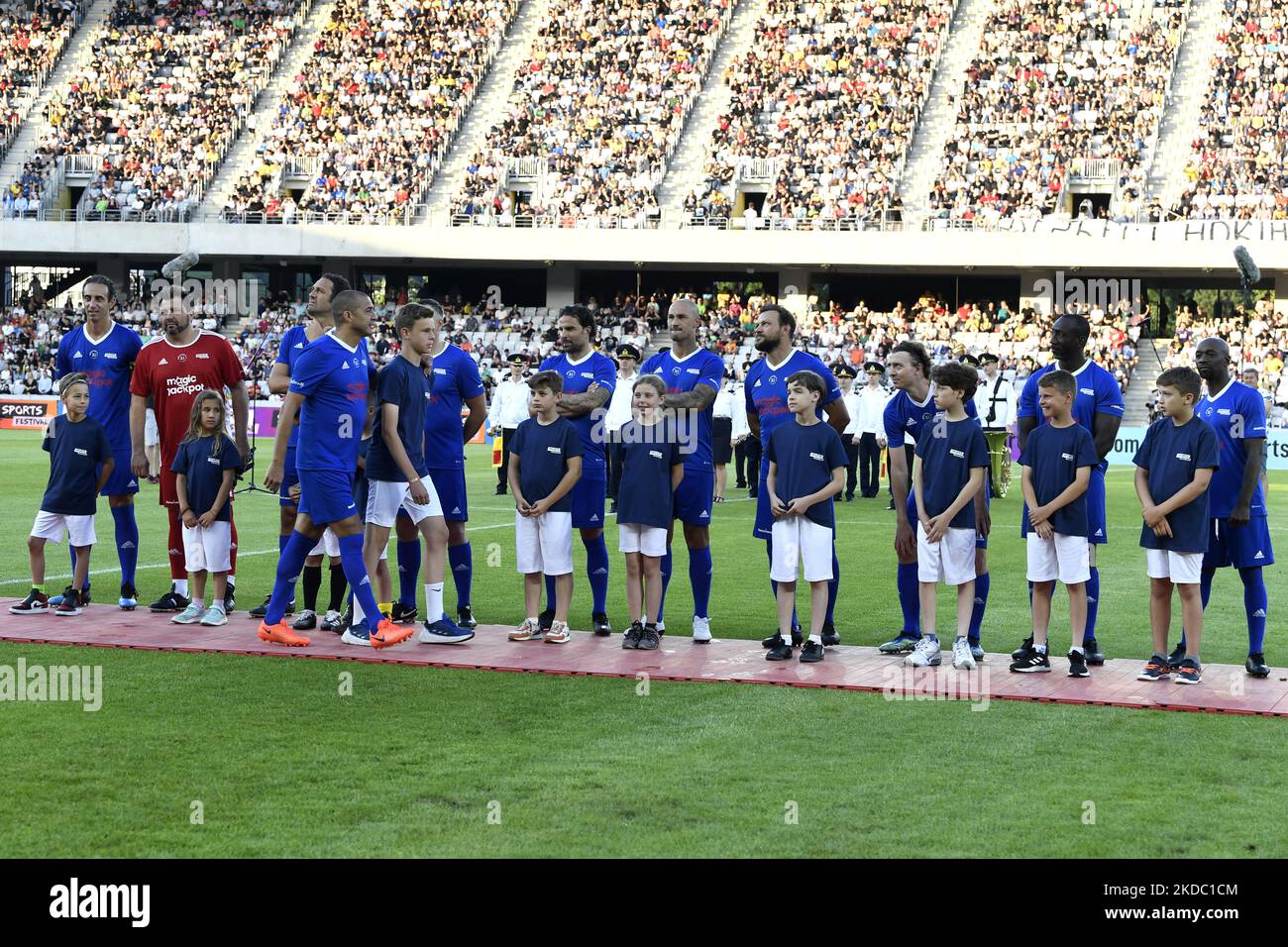 Giocatori di World Stars durante la squadra Romania vs World Stars, Cluj-Napoca, 12 giugno 2022 (Foto di Flaviu Buboi/NurPhoto) Foto Stock