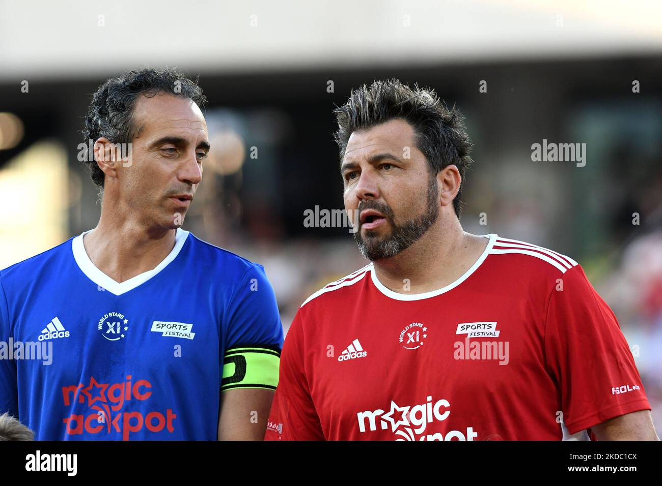 Ritratto di Dario Dainelli (L) e Sebastian Frey (R) durante il Team Romania vs World Stars, Cluj-Napoca, 12 giugno 2022 (Foto di Flaviu Buboi/NurPhoto) Foto Stock