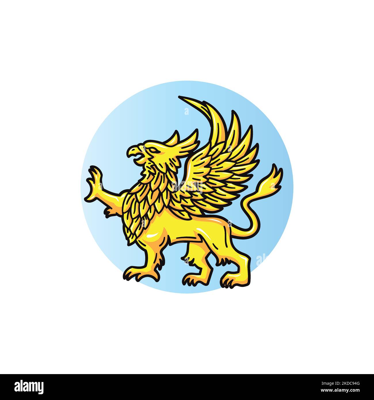 Un'illustrazione vettoriale della mitica creatura Griffin a mezza aquila e mezzo leone su sfondo bianco Illustrazione Vettoriale
