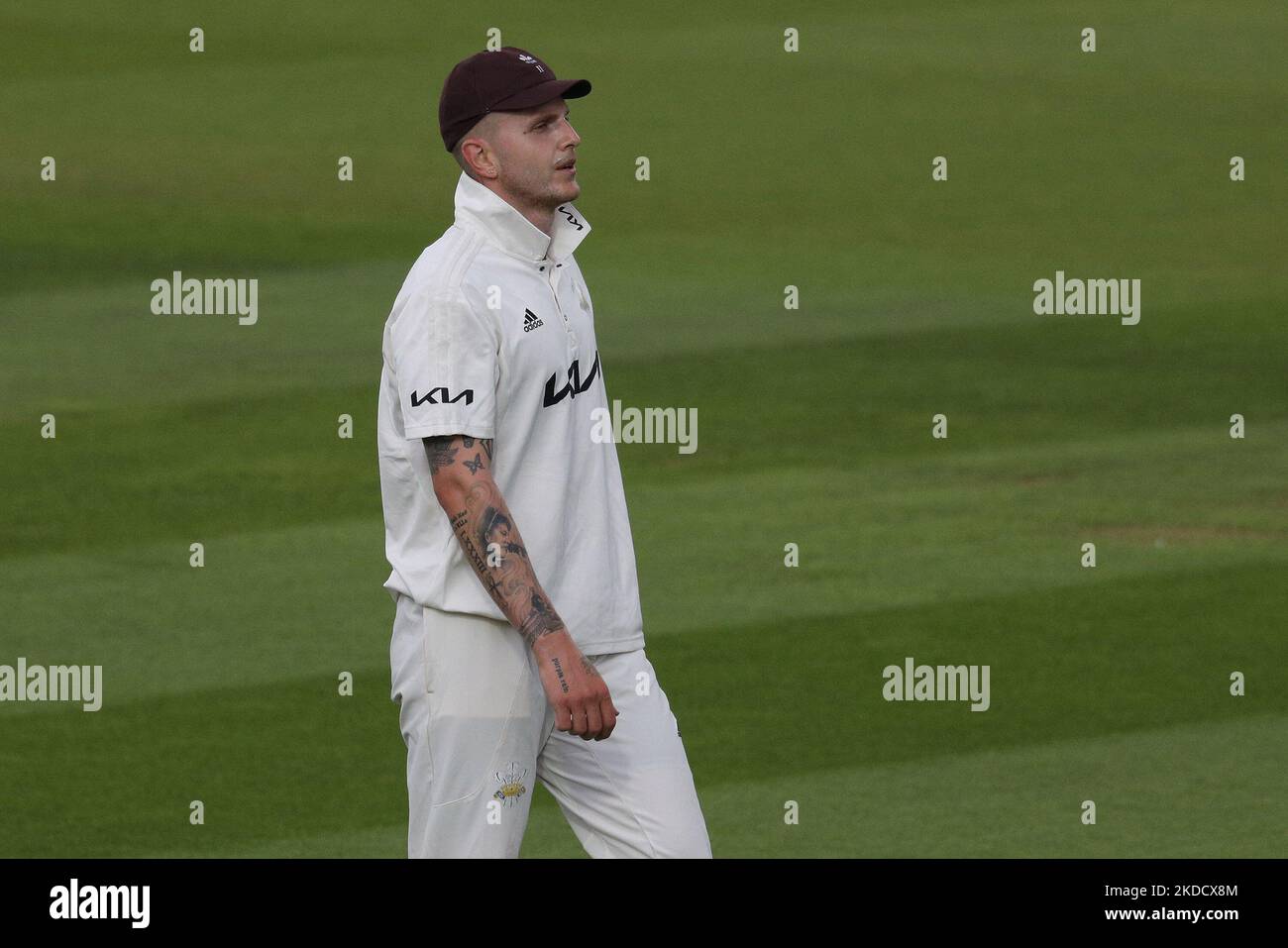 Conor McKerr di Surrey durante la partita LV= County Championship Division 1 tra Surrey e Kent al Kia, Oval, Londra martedì 28th giugno 2022. (Foto di Robert Smith/MI News/NurPhoto) Foto Stock