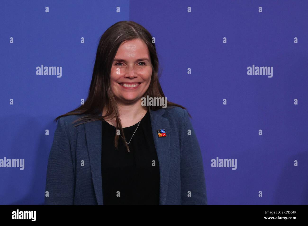 Primo Ministro dell'Islanda Katrin Jakobsdottir durante la cerimonia di benvenuto del vertice della NATO a Madrid, Spagna, il 29 giugno 2022. (Foto di Jakub Porzycki/NurPhoto) Foto Stock