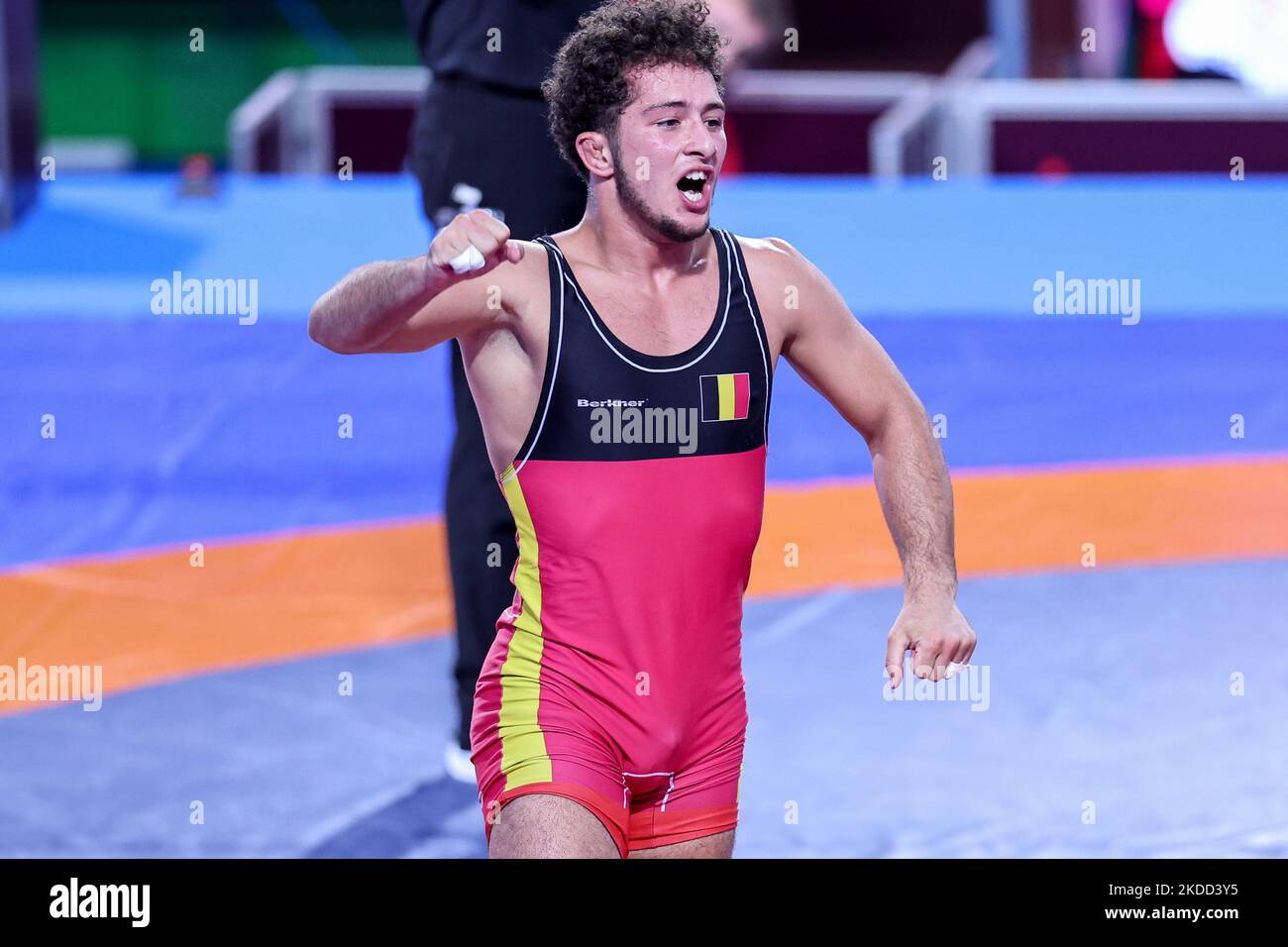 Muhammad Abdurachmanov (bel) FS 70kg durante i Campionati europei di Wrestling U20 del 02 luglio 2022 al Matteo Pellicone di Roma (Foto di Luigi Mariani/LiveMedia/NurPhoto) Foto Stock