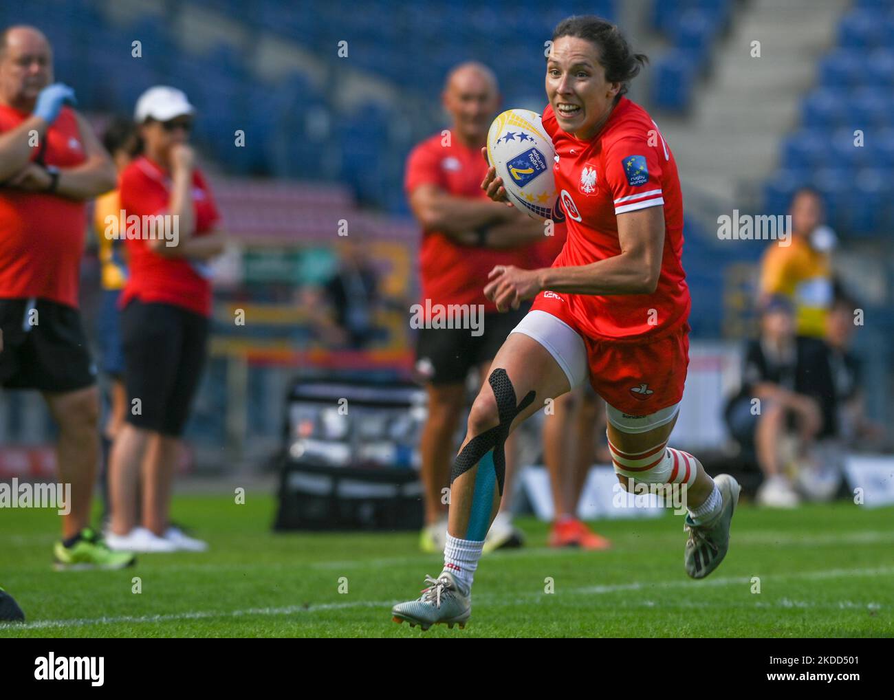 Katarzyna PASZCZYK di Polonia in azione durante Irlanda 7S vs Polonia 7S, la finale del Campionato europeo di rugby 2022 Sevens Series a Cracovia. Domenica 03 luglio 2022, allo stadio municipale Henryk Reyman, Cracovia, Malopolskie Voivodato, Polonia. (Foto di Artur Widak/NurPhoto) Foto Stock