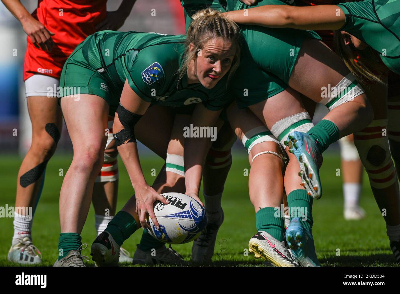 Irlanda 7S vs Polonia 7S, finale del campionato europeo di rugby Sevens 2022 a Cracovia. Domenica 03 luglio 2022, allo stadio municipale Henryk Reyman, Cracovia, Malopolskie Voivodato, Polonia. (Foto di Artur Widak/NurPhoto) Foto Stock