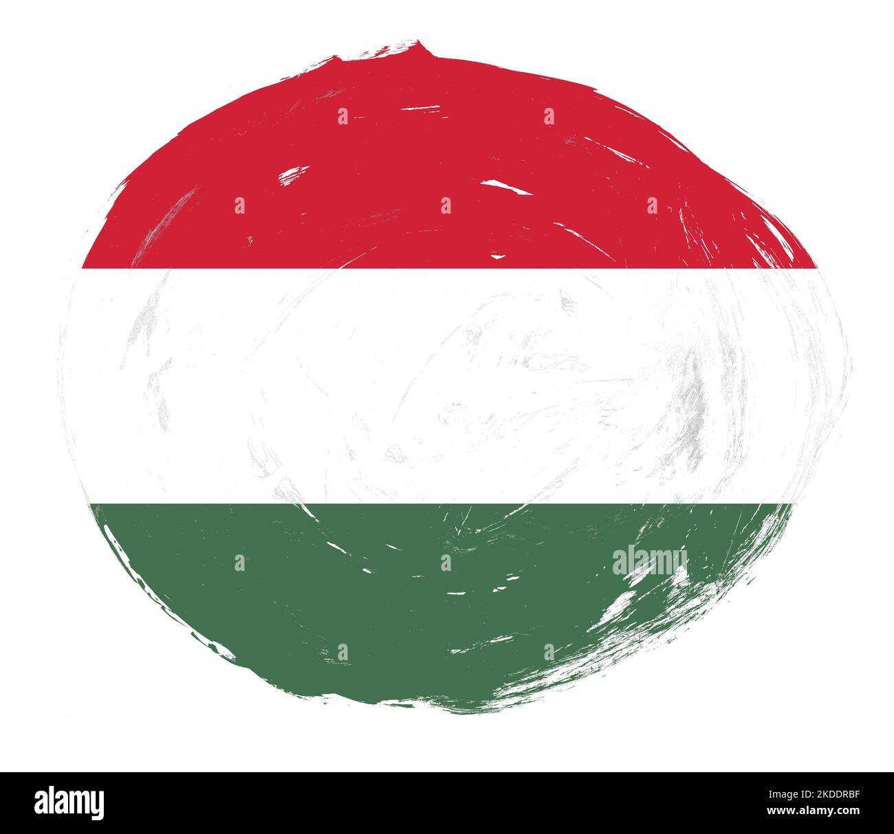 Bandiera ungherese dipinta su uno sfondo bianco pennellato Foto Stock