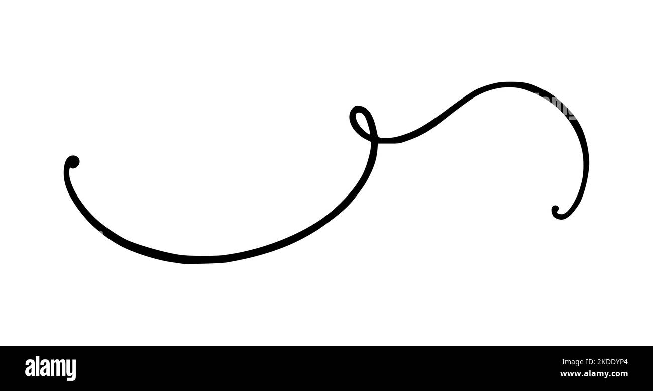 Ornamento fiorente come monogramma o divisore per gli inviti di nozze e altri disegni. Fioritura disegnata a mano isolata su sfondo bianco. Vettore Doodle Illustrazione Vettoriale