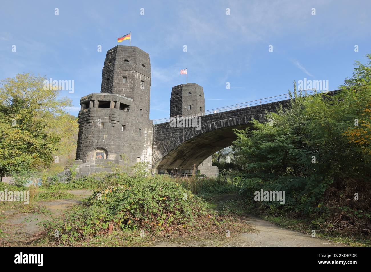Testa di ponte storica del ponte Ludendorff a Remagen, Renania-Palatinato, alta Valle del Reno, Valle del Medio Reno, Germania Foto Stock