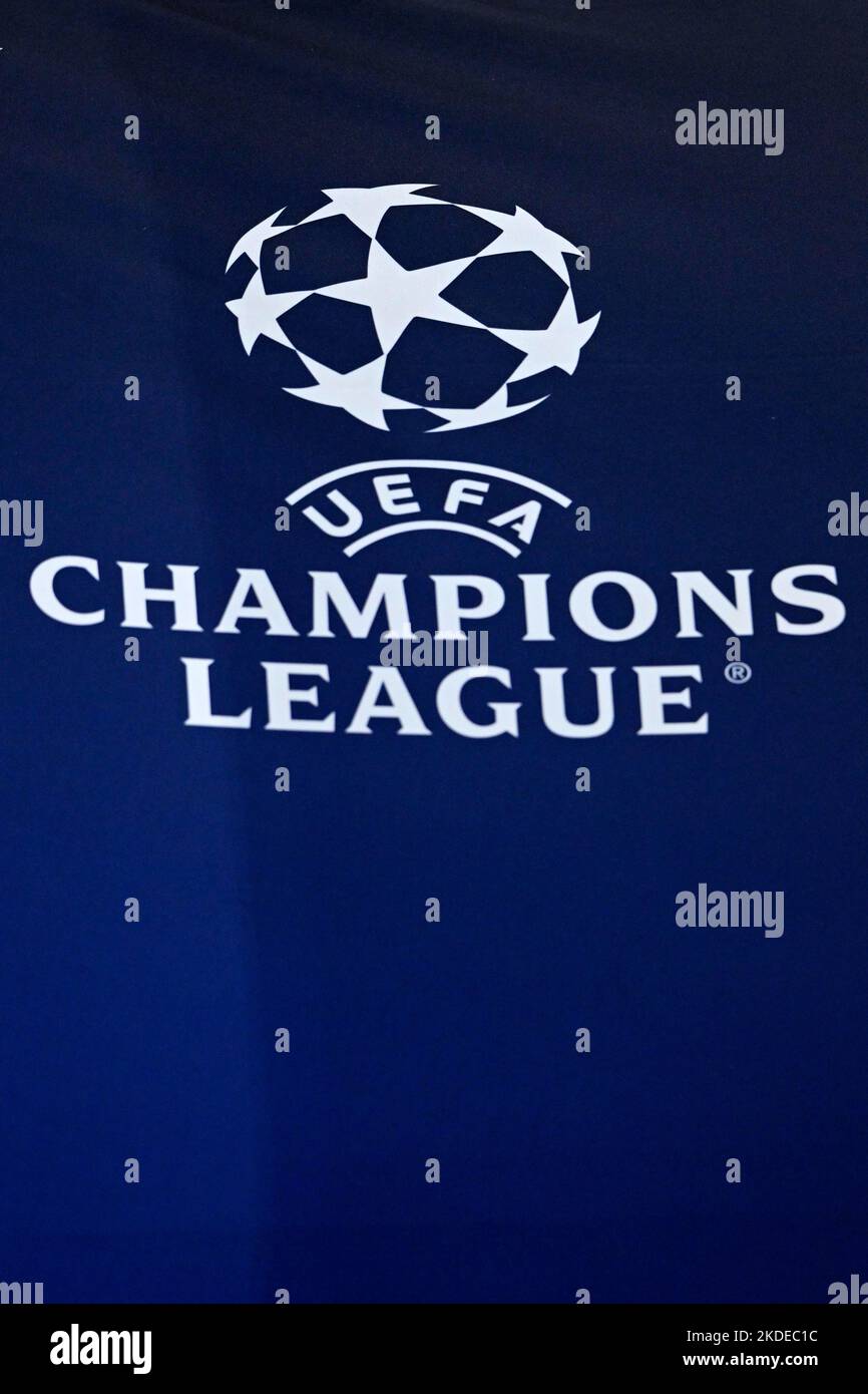 Logo Champions League CL, Allianz Arena, Monaco, Baviera, Germania Foto Stock