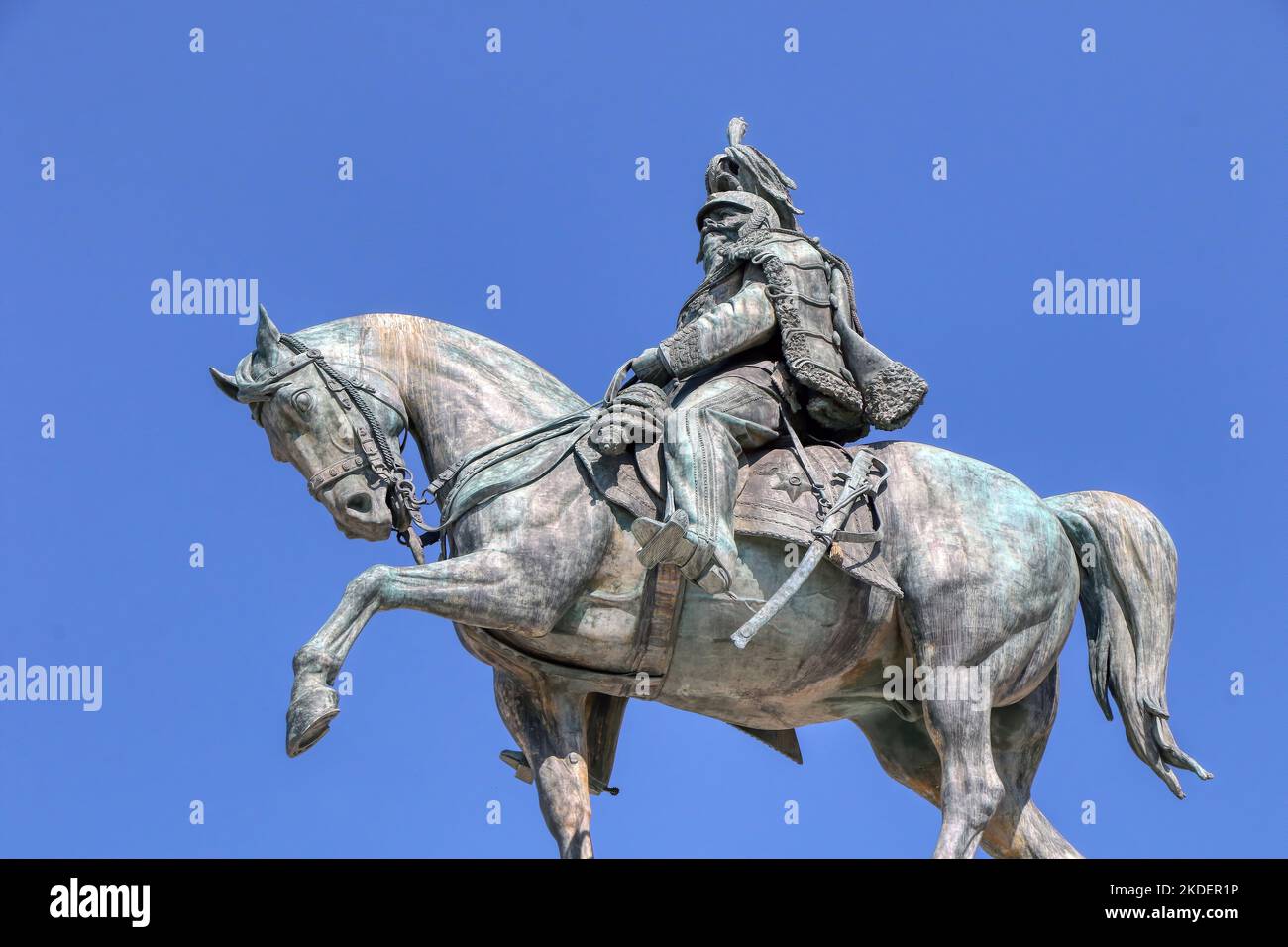 Profilo della statua equestre di Vittorio Emanuele II al Vittoriano o all'altare della Patria. Roma Italia Foto Stock