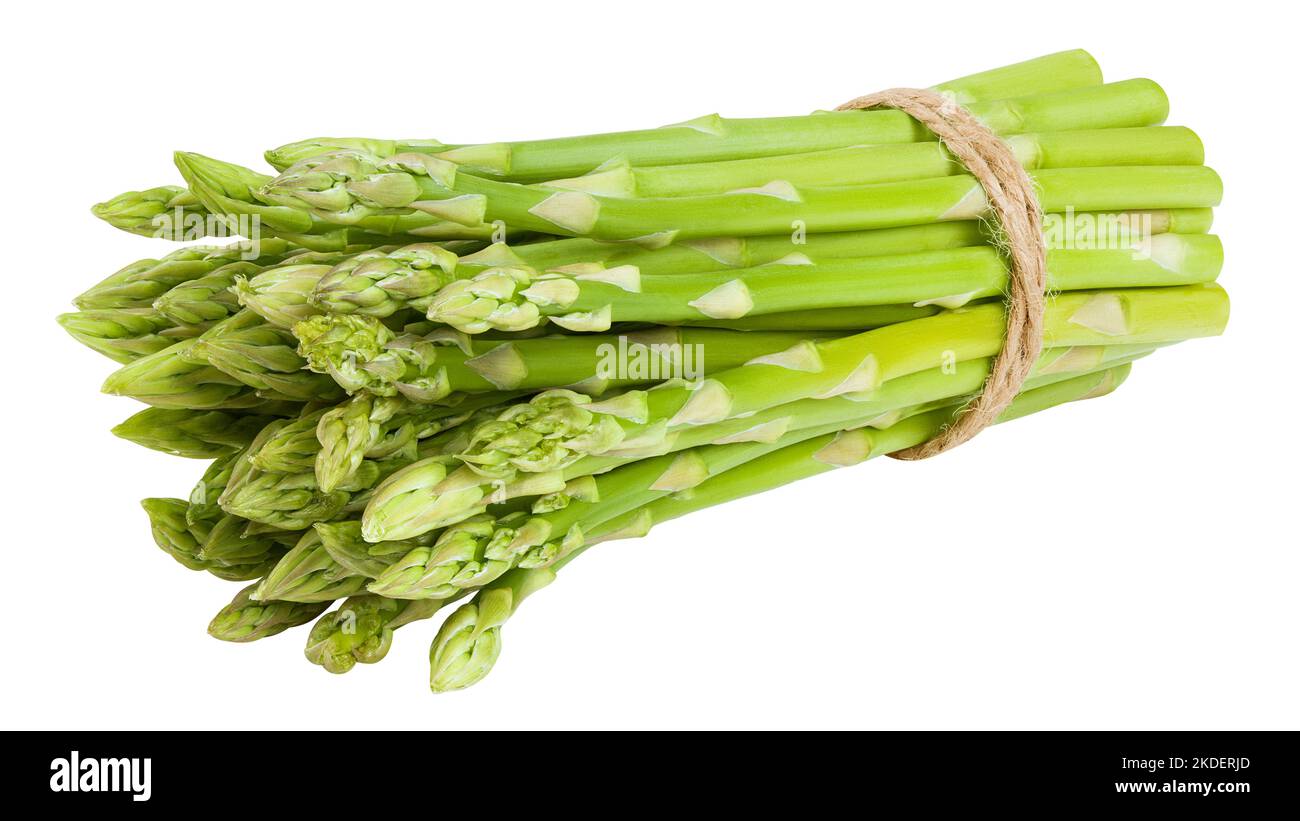 asparagi isolati su sfondo bianco, percorso di ritaglio, profondità di campo completa Foto Stock