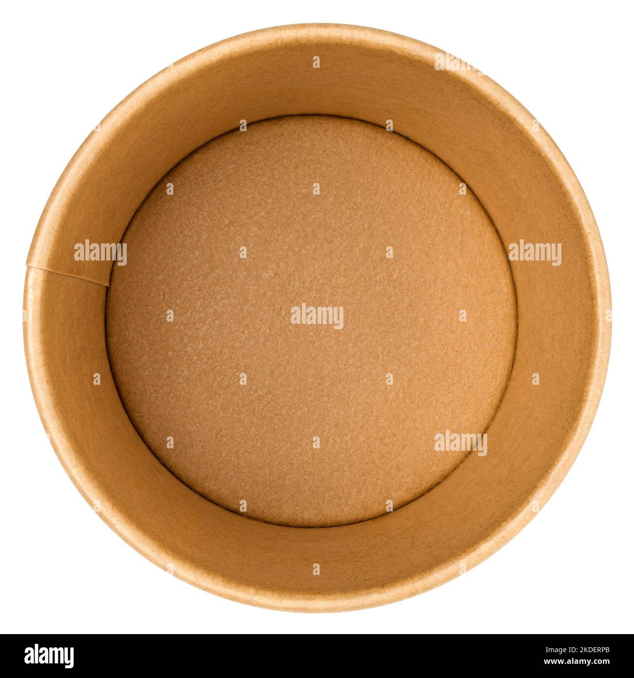 Tazza per zuppa di stoviglie in carta ecologica, contenitore per alimenti, isolato su sfondo bianco, percorso di ritaglio, profondità di campo completa Foto Stock