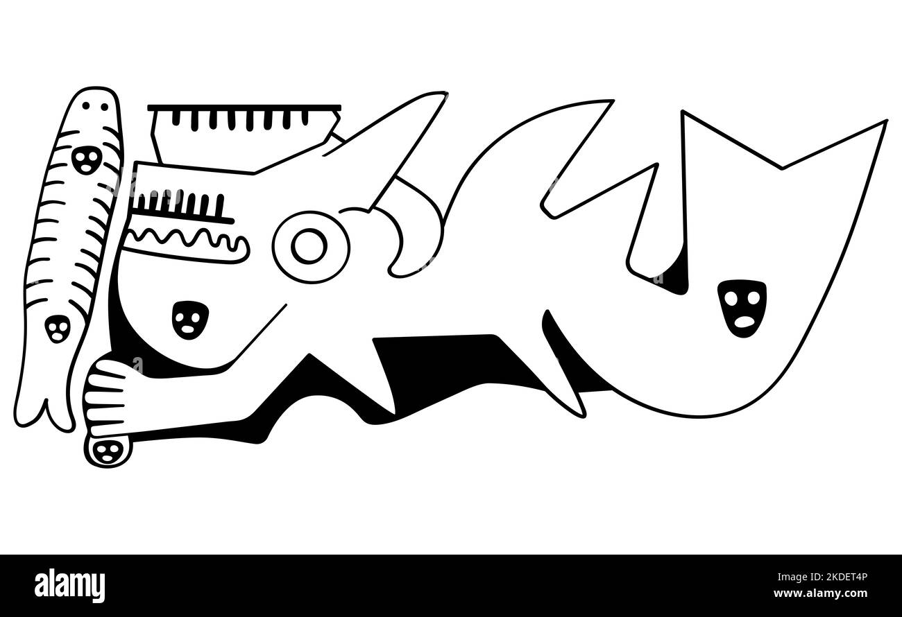 Geoglyph della balena killer da Palpa, le linee di Palpa, Perù Foto Stock