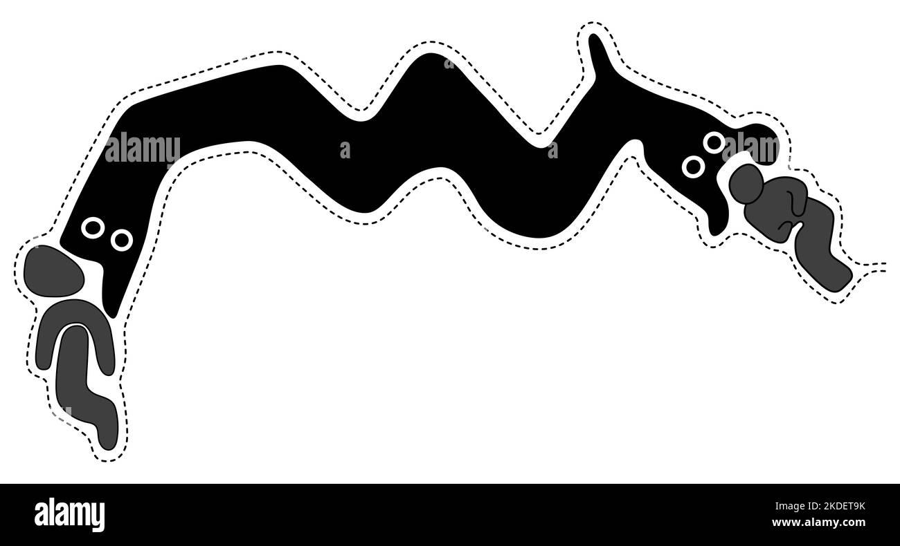 Serpente a due teste che divora due figure umanoidi - geoglyph delle figure da Palpa, le linee di Palpa, Perù Foto Stock