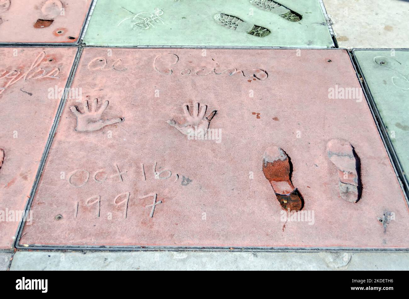 LOS ANGELES - 26 AGOSTO 2012: Stampe al Pacino in Hollywood Boulevard il 26 agosto 2012 a Los Angeles. Ci sono quasi 200 stampe a mano di celebrità Foto Stock