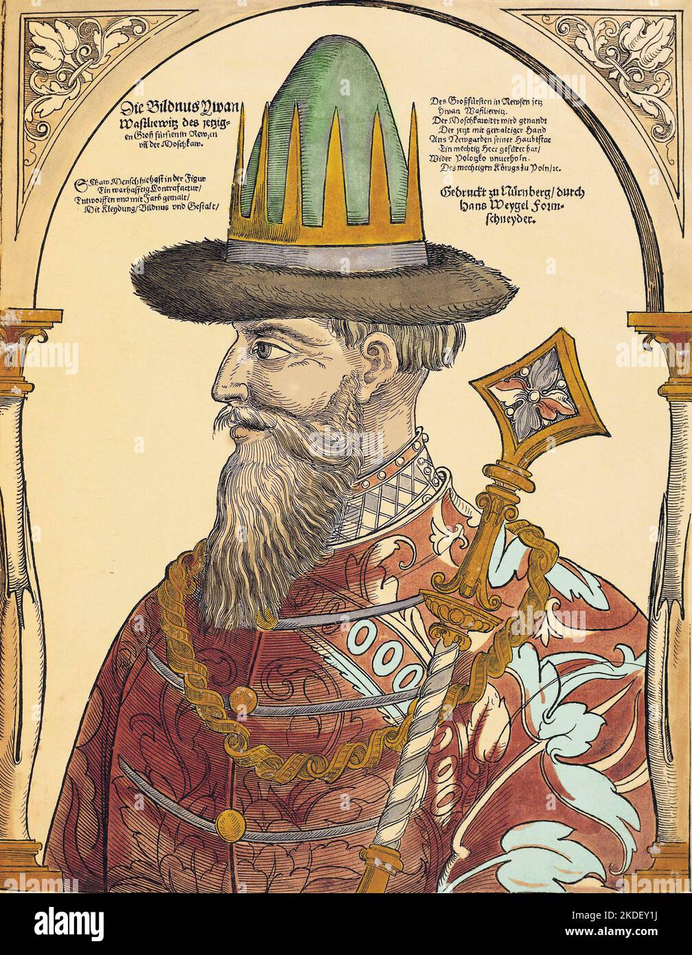 Portrait du tzar Ivan IV le Terrible (1530-1584) - Ivan IV Vasilevich chiamò Ivan il terribile (1530-1584) Zar russo Foto Stock