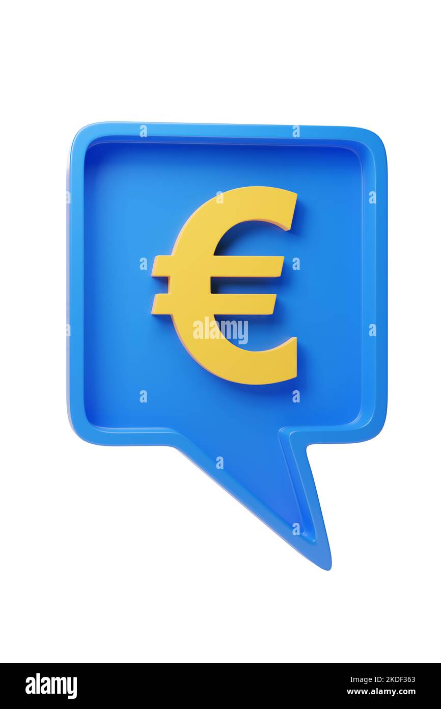 Mongolfiera con segno dell'euro isolato su sfondo bianco. illustrazione 3d. Foto Stock