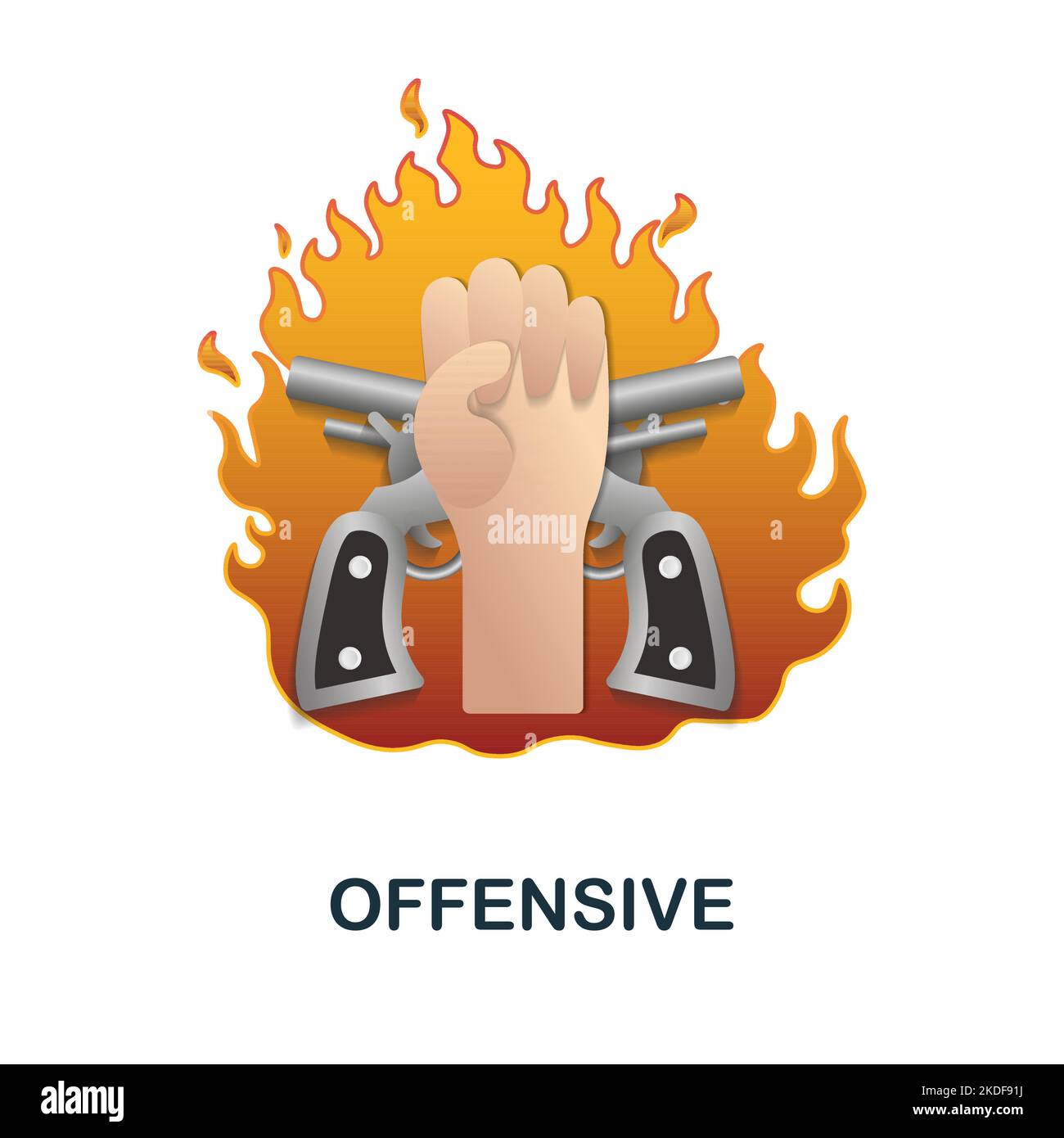 Icona offensiva. 3d illustrazione dalla collezione di guerra. Icona Creative Offensive 3D per web design, modelli, infografiche e altro ancora Illustrazione Vettoriale
